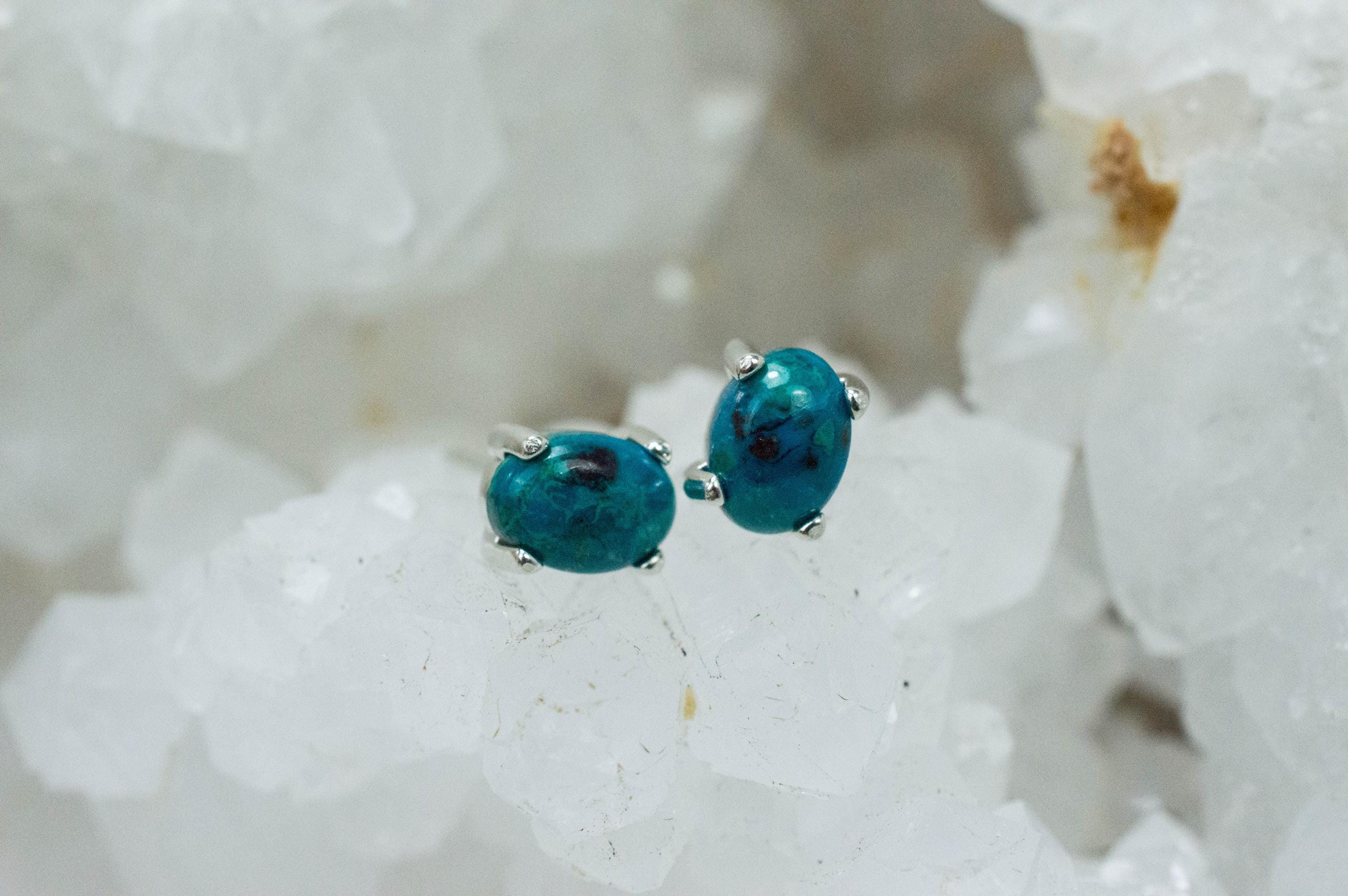 Chrysocolla Earrings; Genuine Untreated Arizona Inspiration Mine Chrysocolla; 1.860cts