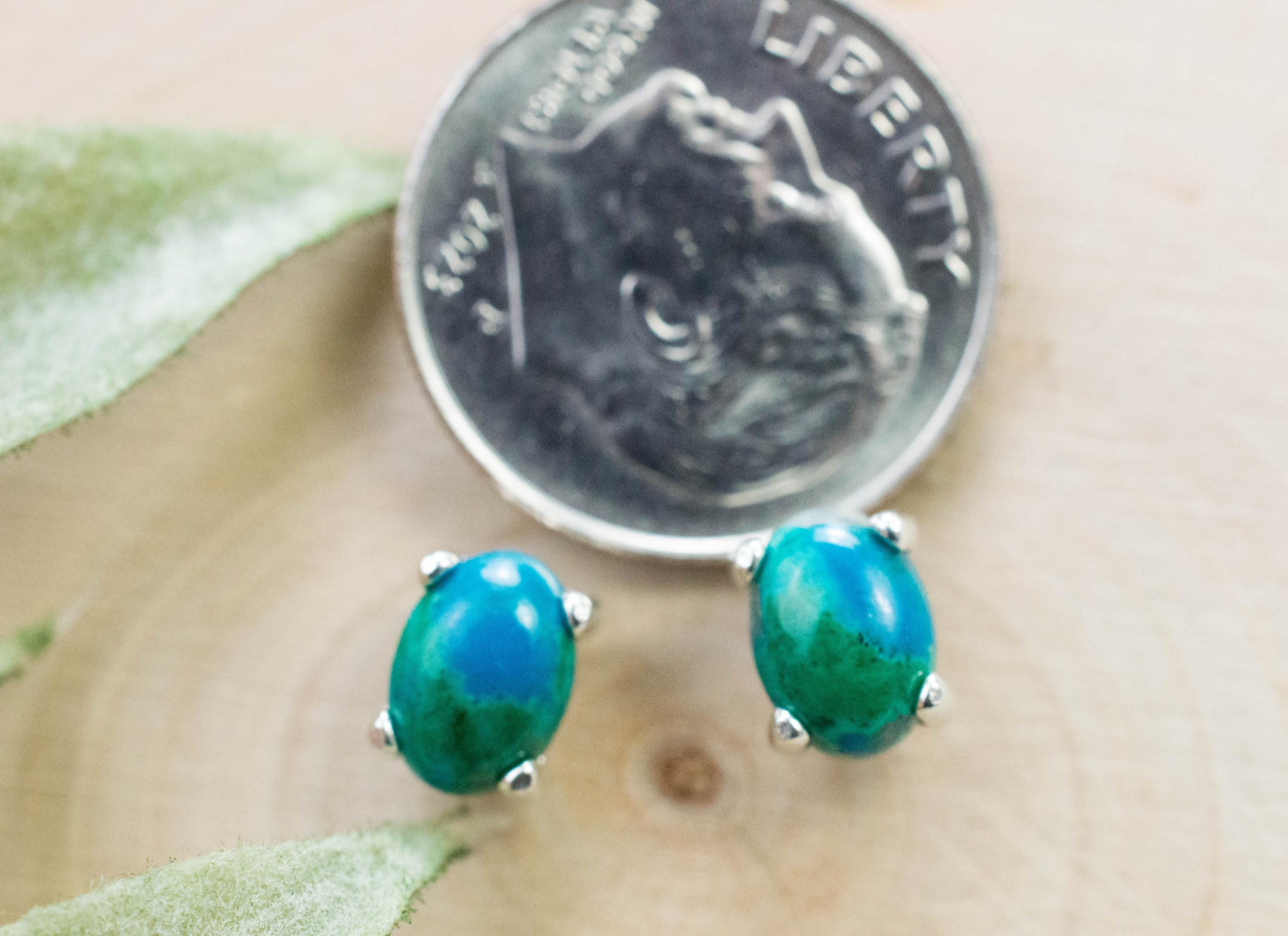 Chrysocolla Earrings; Genuine Untreated Arizona Inspiration Mine Chrysocolla; 1.935cts