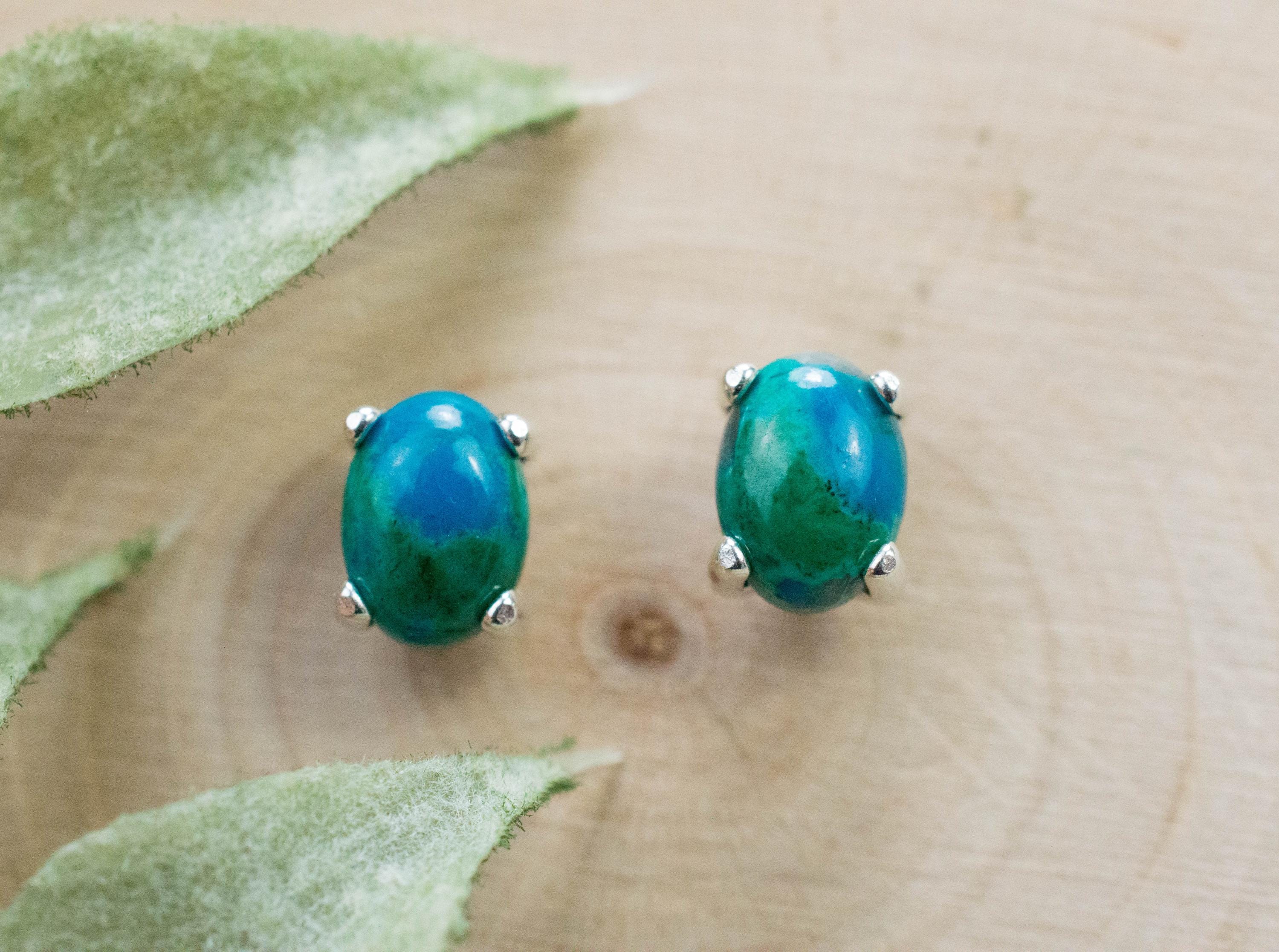 Chrysocolla Earrings; Genuine Untreated Arizona Inspiration Mine Chrysocolla; 1.935cts