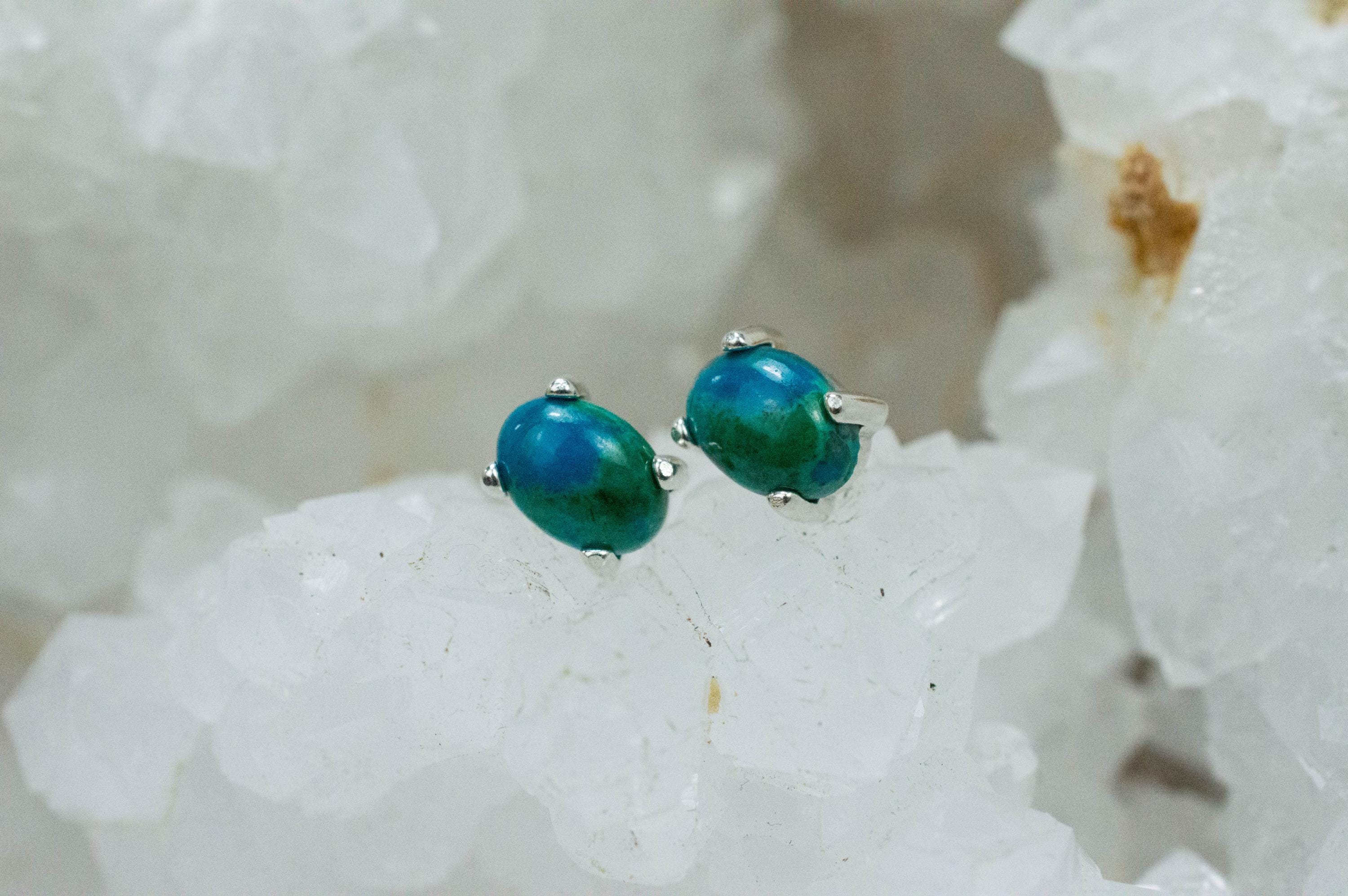 Chrysocolla Earrings; Genuine Untreated Arizona Inspiration Mine Chrysocolla; 1.935cts