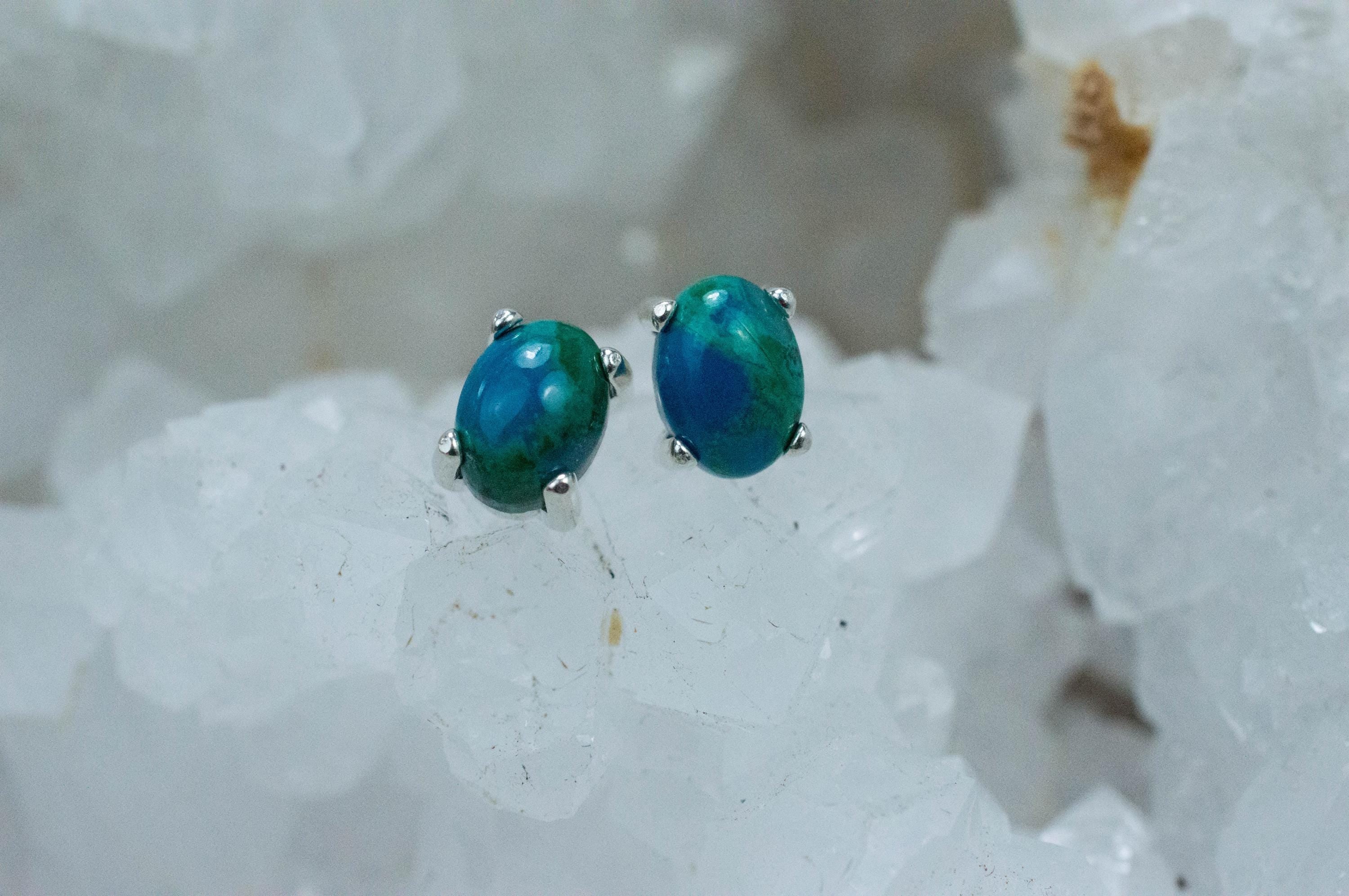 Chrysocolla Earrings; Genuine Untreated Arizona Inspiration Mine Chrysocolla; 2.035cts