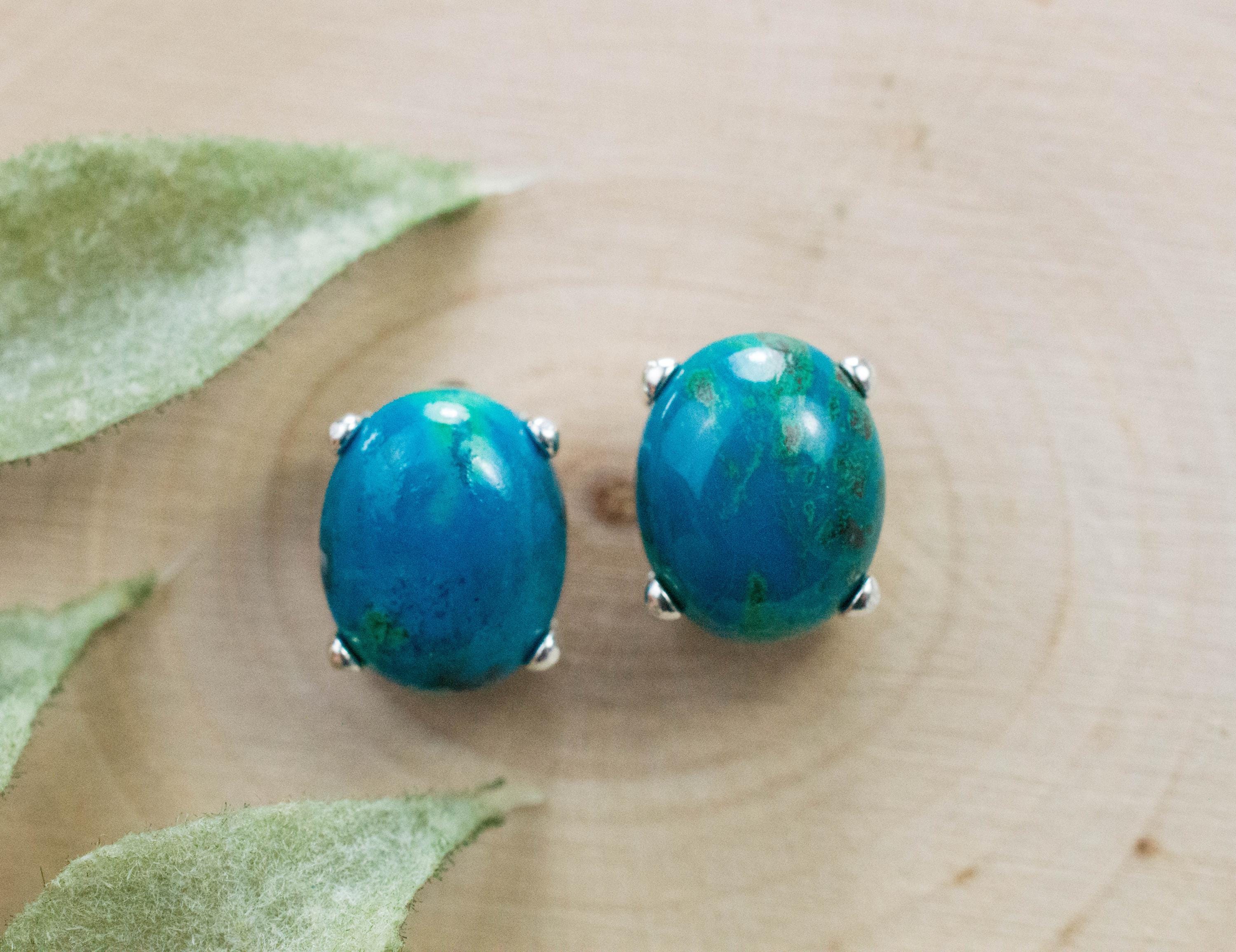 Chrysocolla Earrings; Genuine Untreated Arizona Inspiration Mine Chrysocolla; 6.820cts