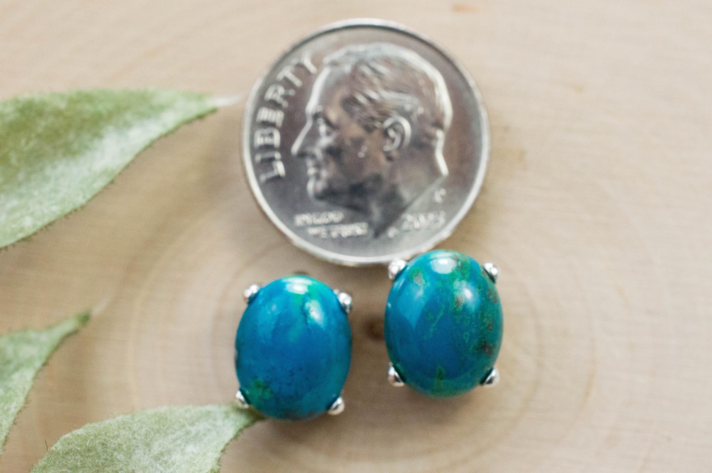 Chrysocolla Earrings; Genuine Untreated Arizona Inspiration Mine Chrysocolla; 6.820cts