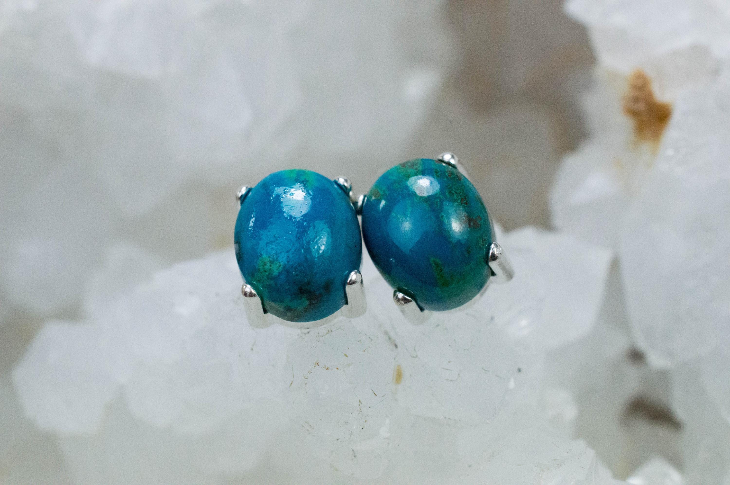 Chrysocolla Earrings; Genuine Untreated Arizona Inspiration Mine Chrysocolla; 6.820cts