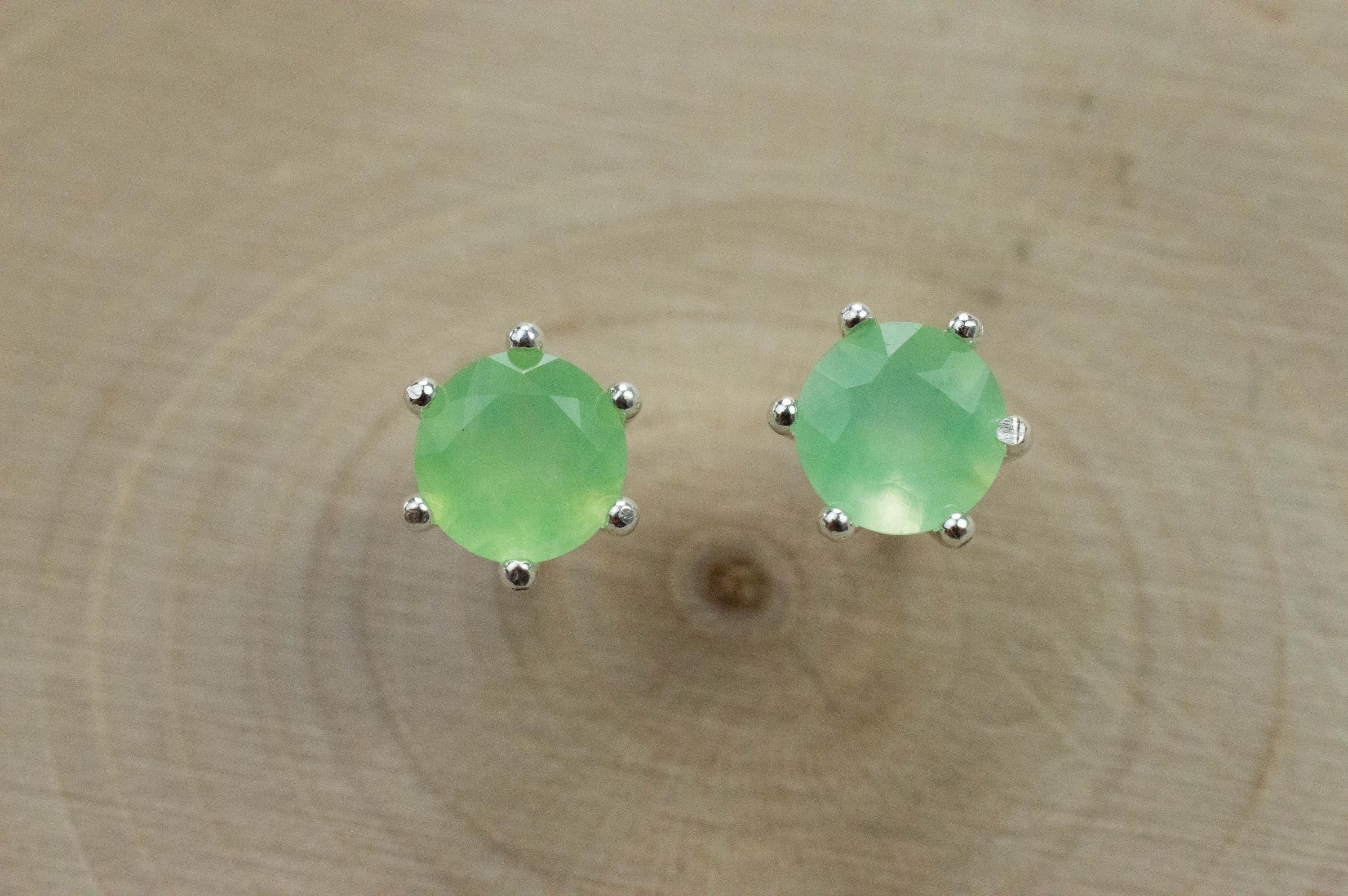 Chrysoprase Earrings, Natural Untreated Australian Chrysoprase; 1.075cts