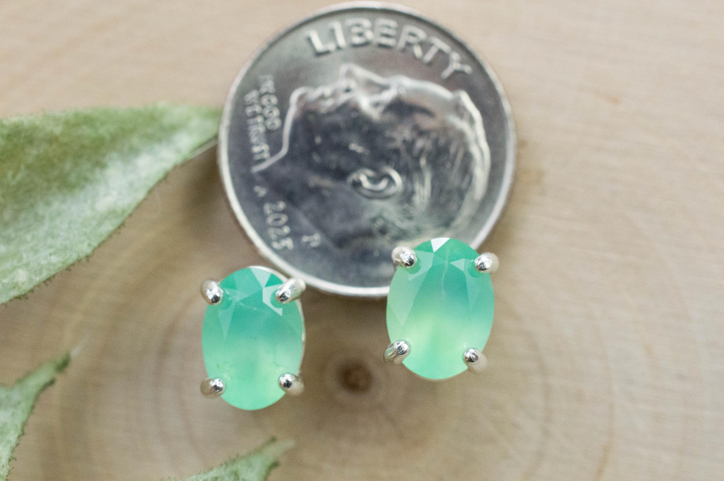 Chrysoprase Earrings, Natural Untreated Australian Chrysoprase; 1.955cts