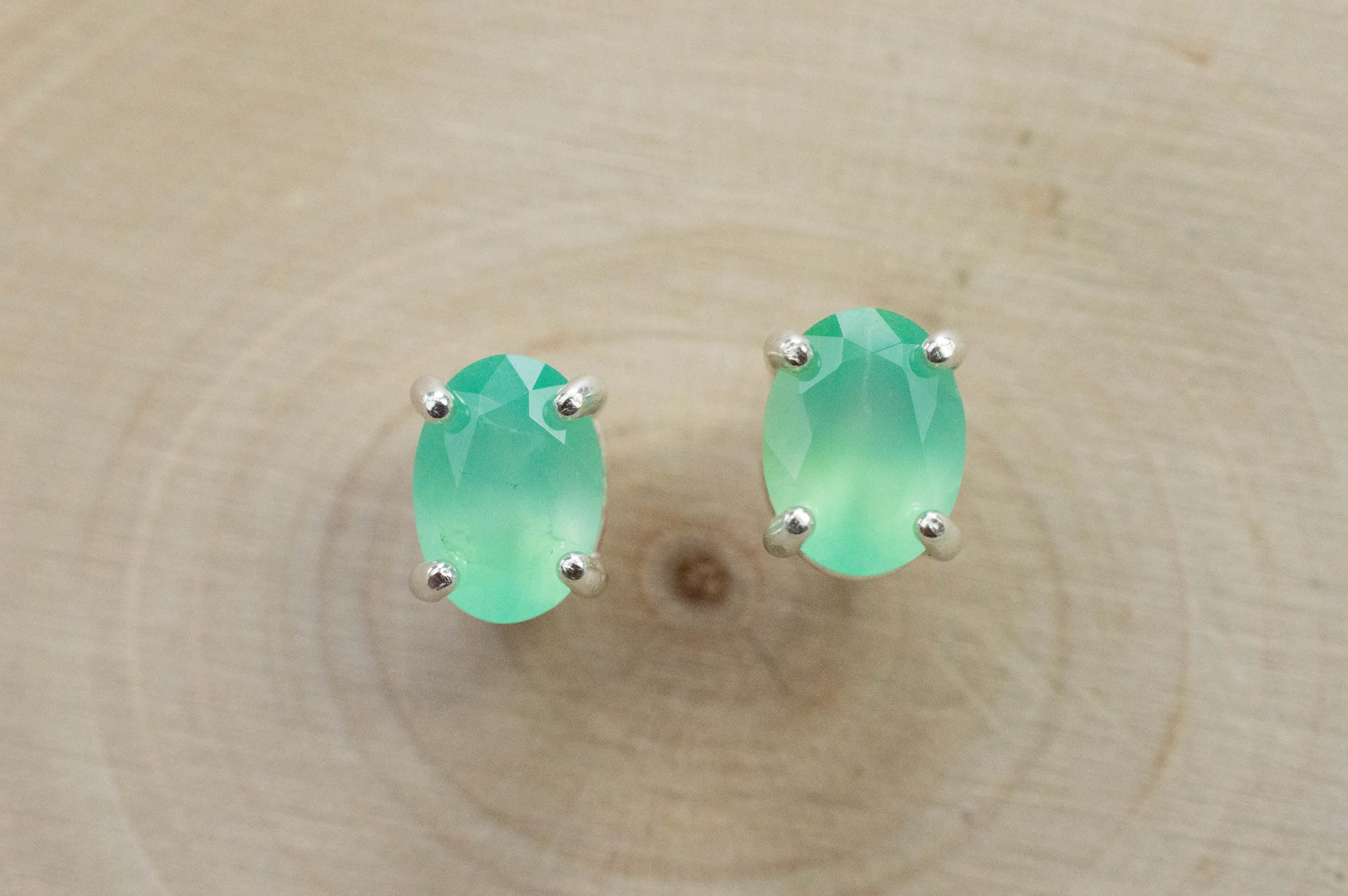 Chrysoprase Earrings, Natural Untreated Australian Chrysoprase; 1.955cts