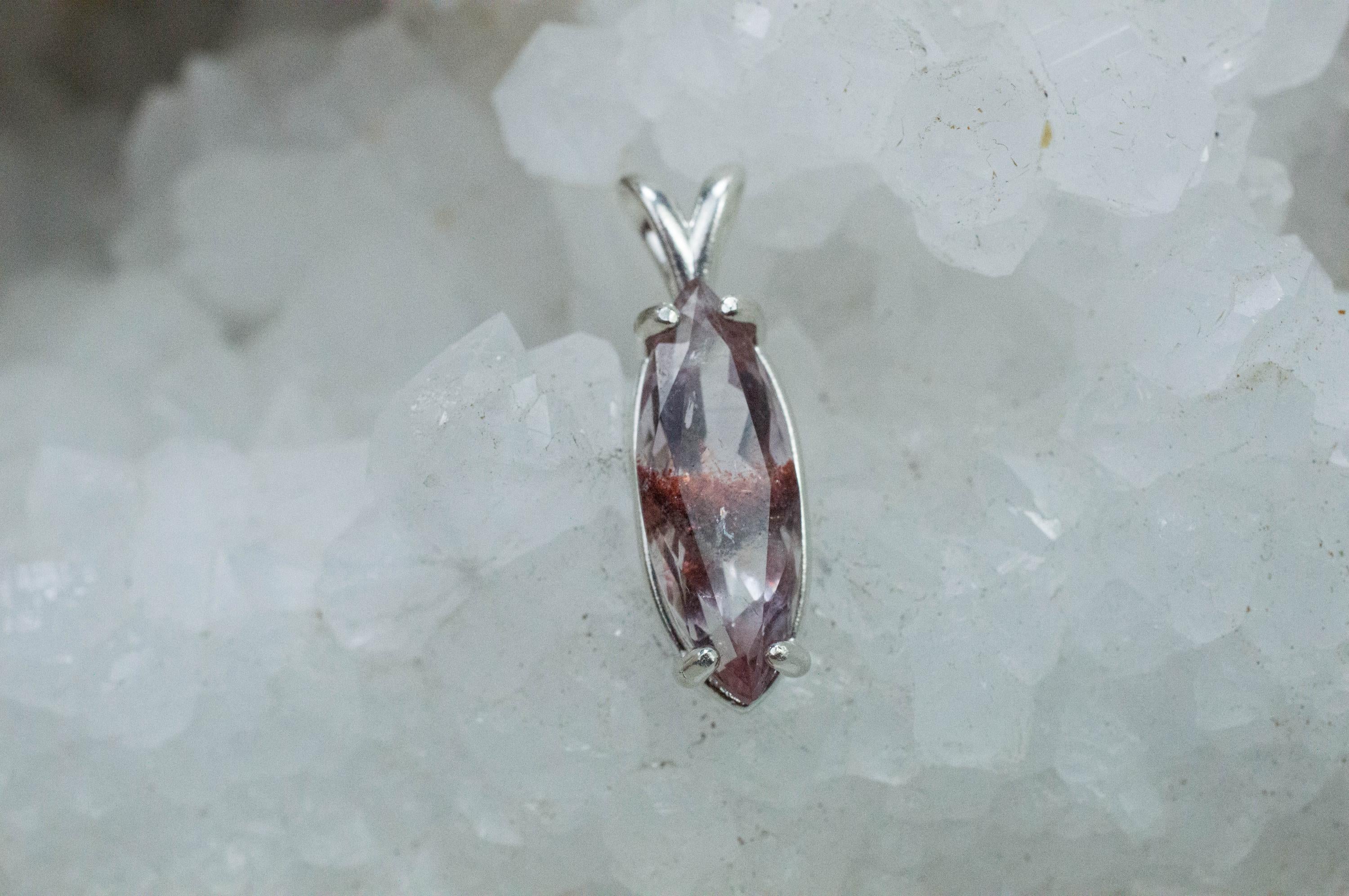 Hematite Quartz Pendant; Natural Untreated Tanzania Fire and Ice Quartz; 4.845cts