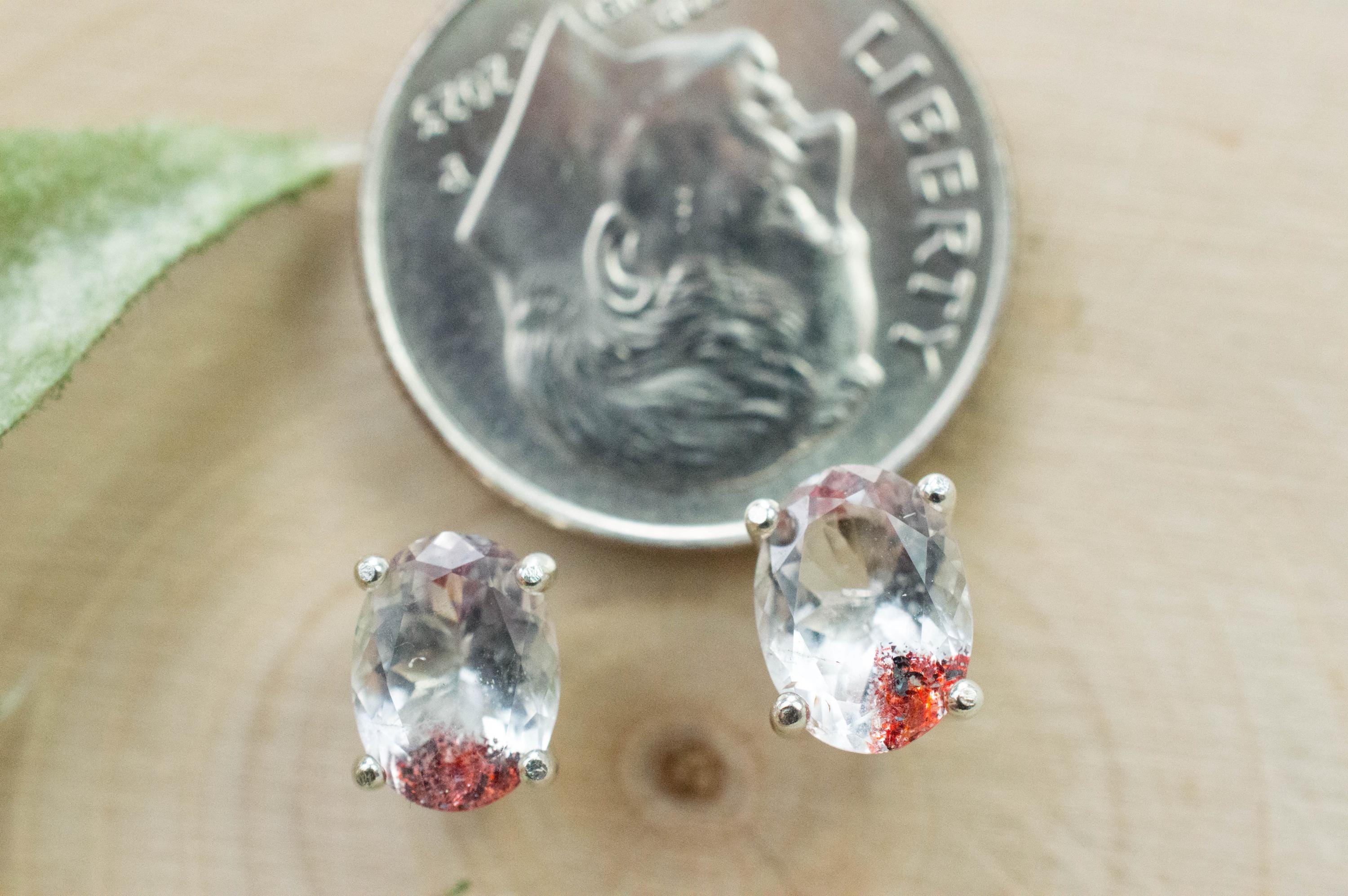 Hematite Quartz Earrings; Natural Untreated Tanzanian Fire and Ice Quartz; 1.480cts