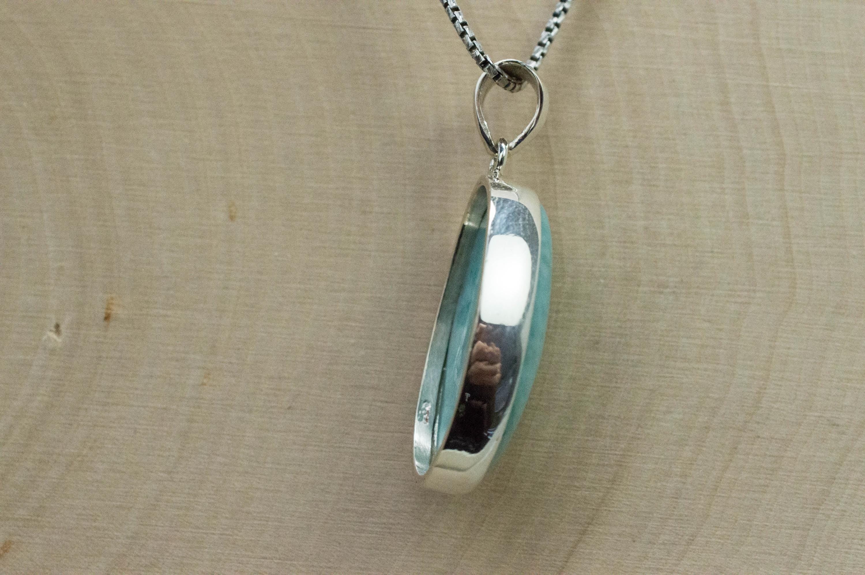 Larimar Pendant, Natural Untreated Dominican Republic Larimar, 27x19mm - Mark Oliver Gems