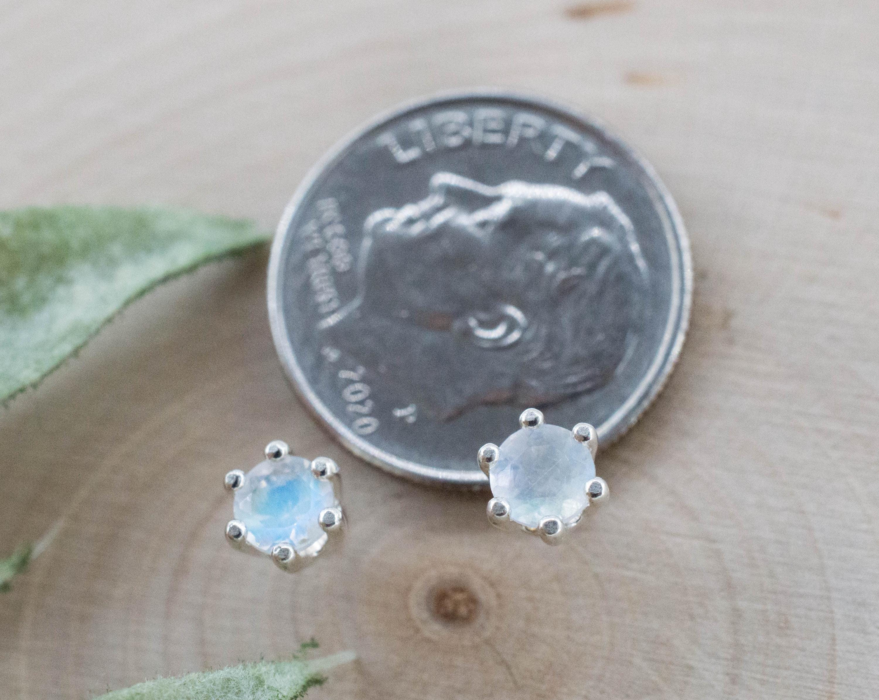 Rainbow Moonstone Earrings, Natural Untreated India Moonstone; 0.445cts - Mark Oliver Gems