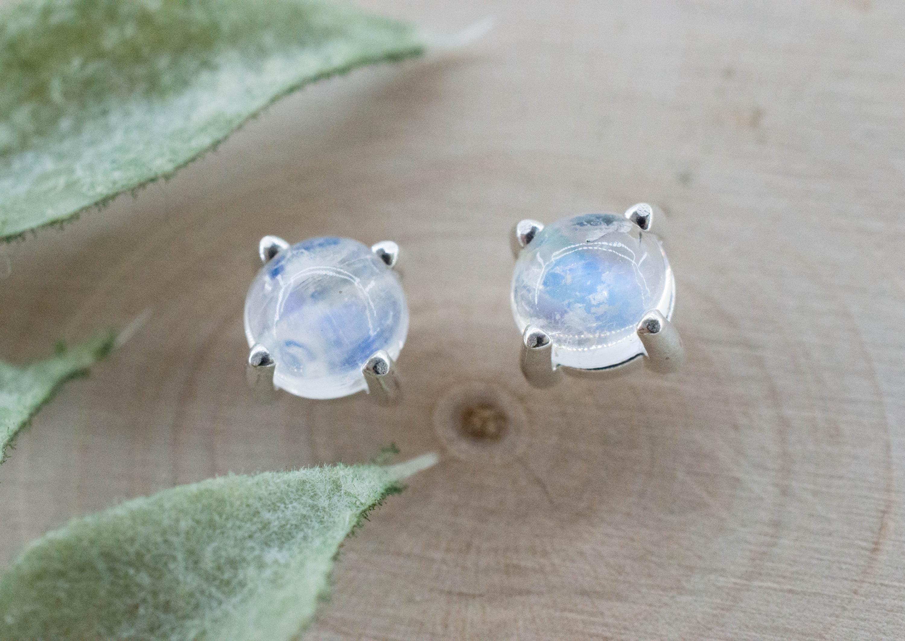 Rainbow Moonstone Earrings, Natural Untreated India Moonstone; 1.665cts - Mark Oliver Gems