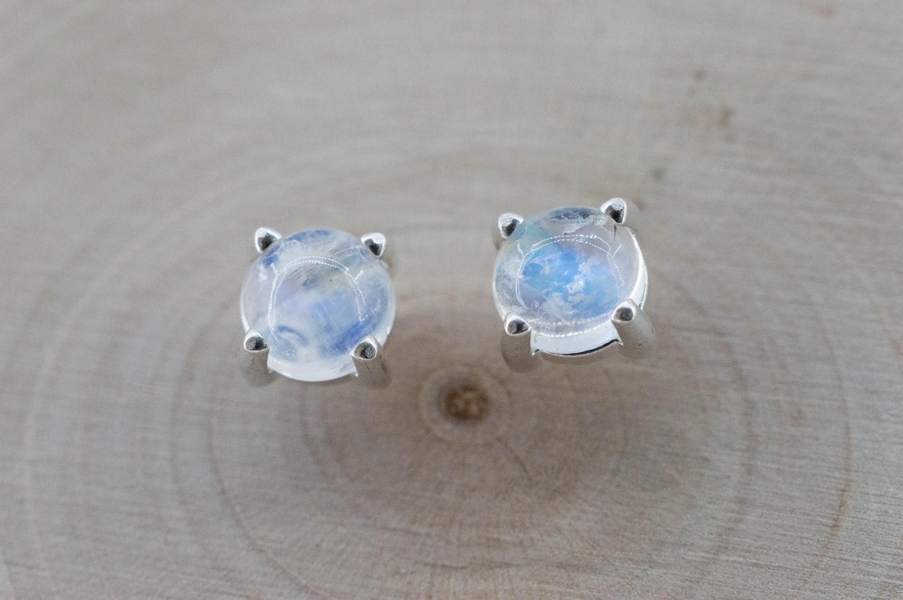 Rainbow Moonstone Earrings, Natural Untreated India Moonstone; 1.665cts - Mark Oliver Gems