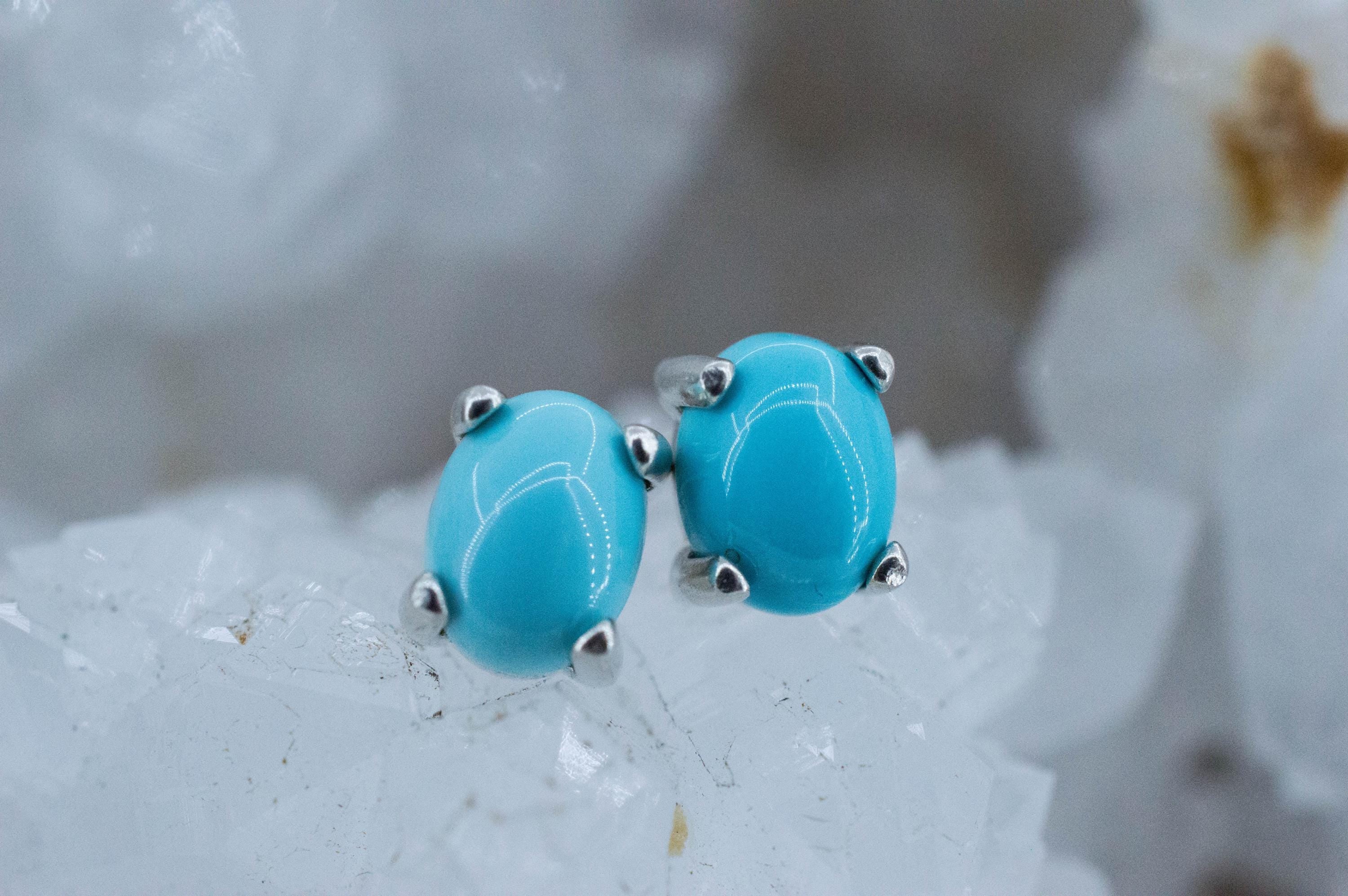 Turquoise Earrings, Natural Stabilized Sleeping Beauty Turquoise; 1.580cts - Mark Oliver Gems