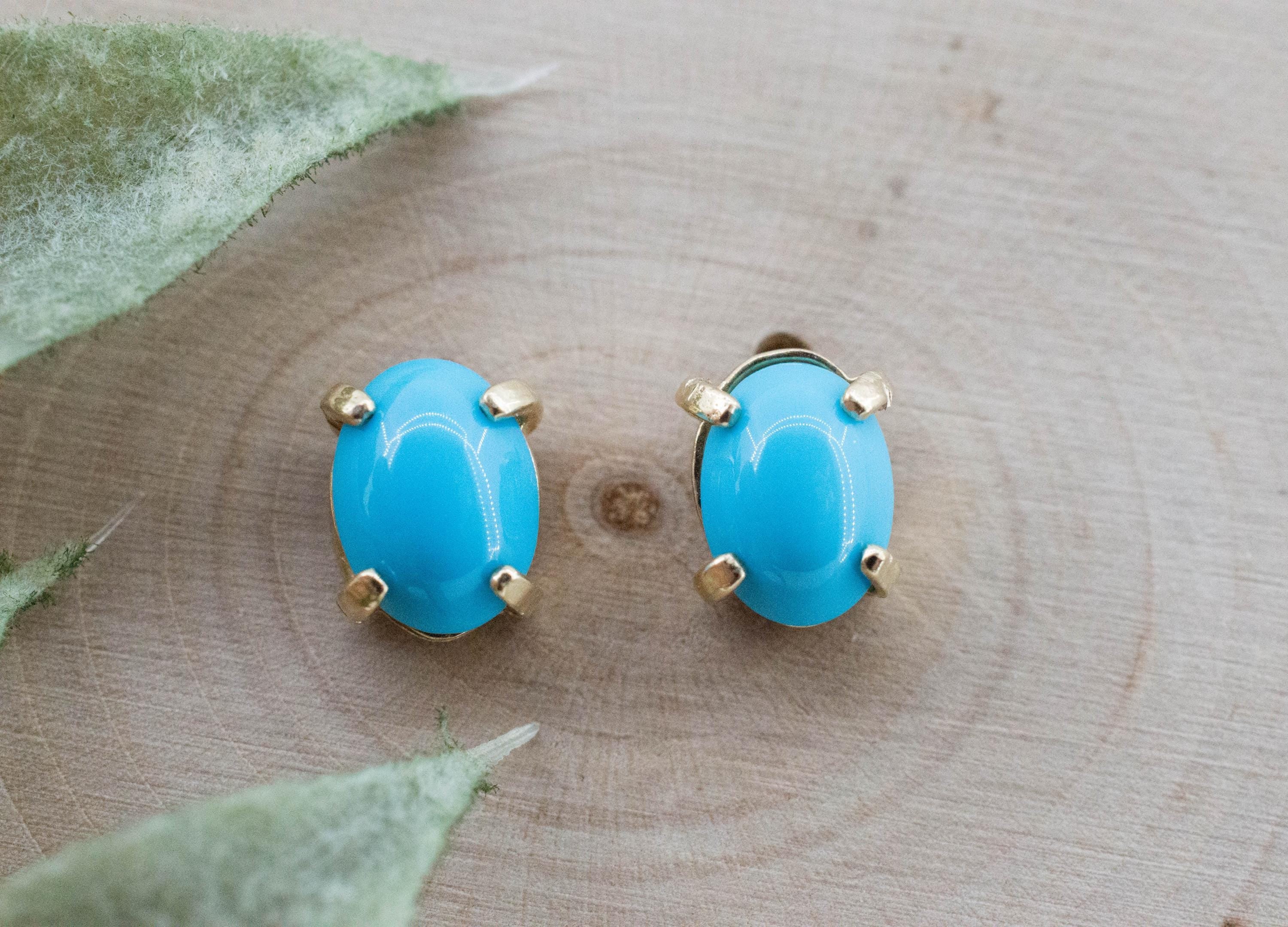 Turquoise Earrings, Natural Stabilized Sleeping Beauty Turquoise; 1.660cts - Mark Oliver Gems