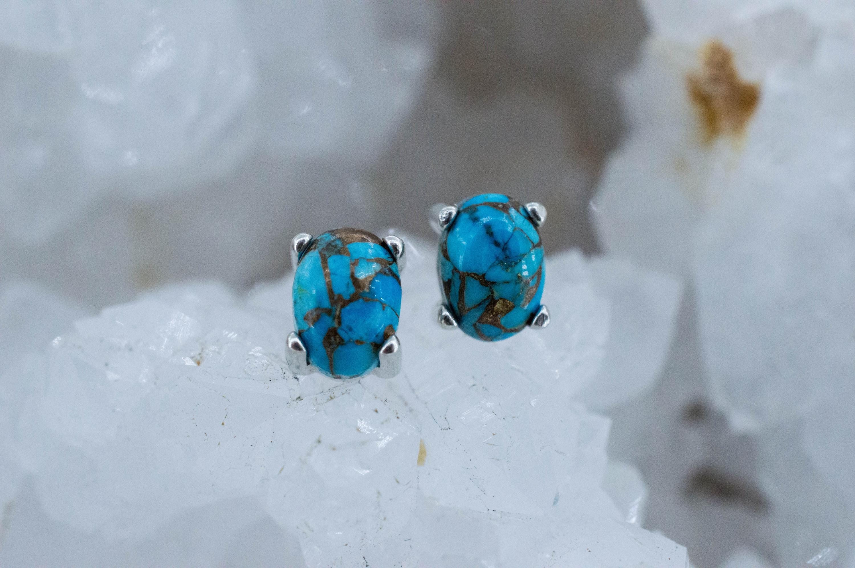 Turquoise Earrings, Natural Stabilized Nevada Turquoise; 1.805cts - Mark Oliver Gems