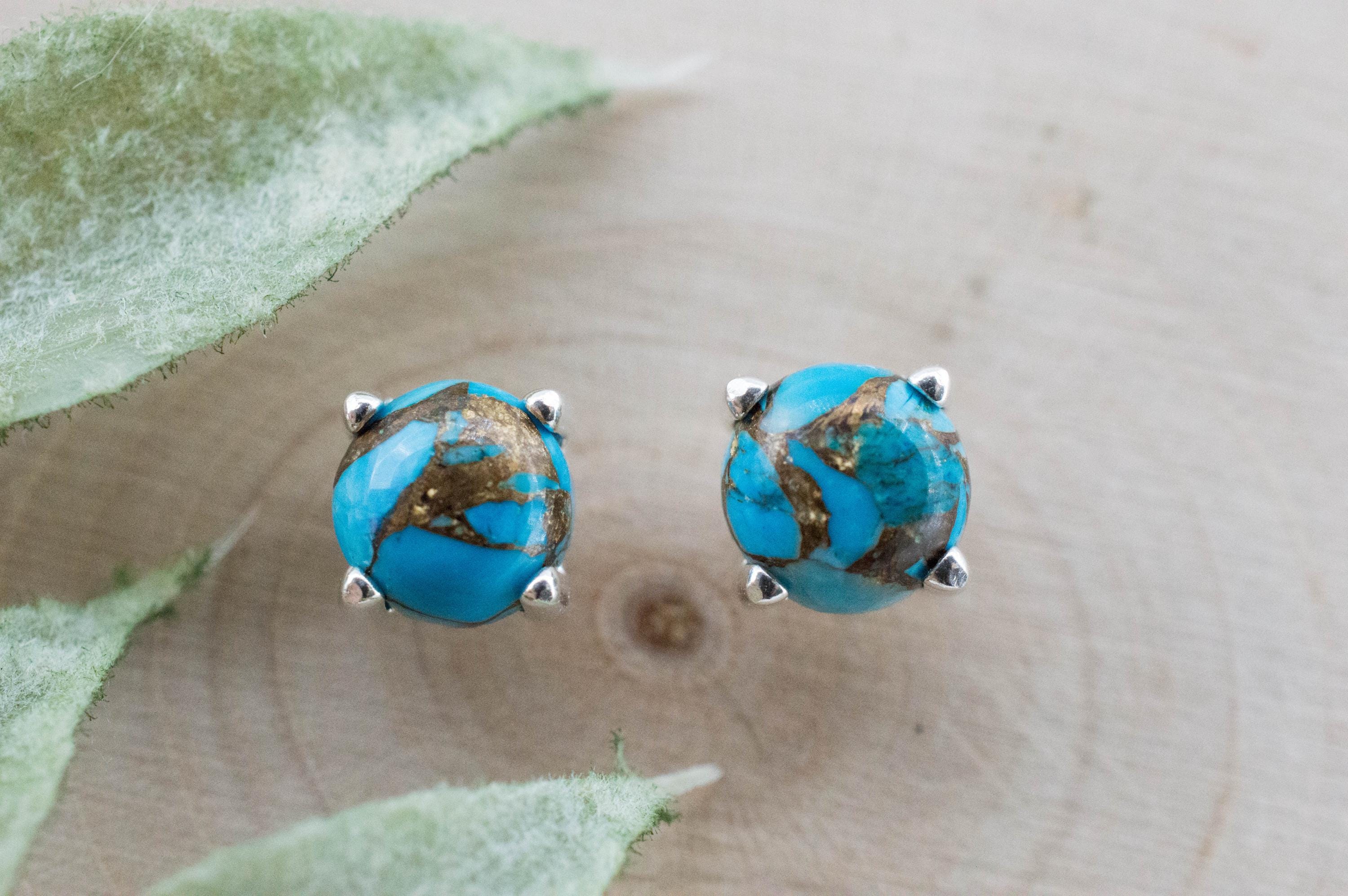 Turquoise Earrings, Natural Stabilized Nevada Turquoise; 1.810cts - Mark Oliver Gems