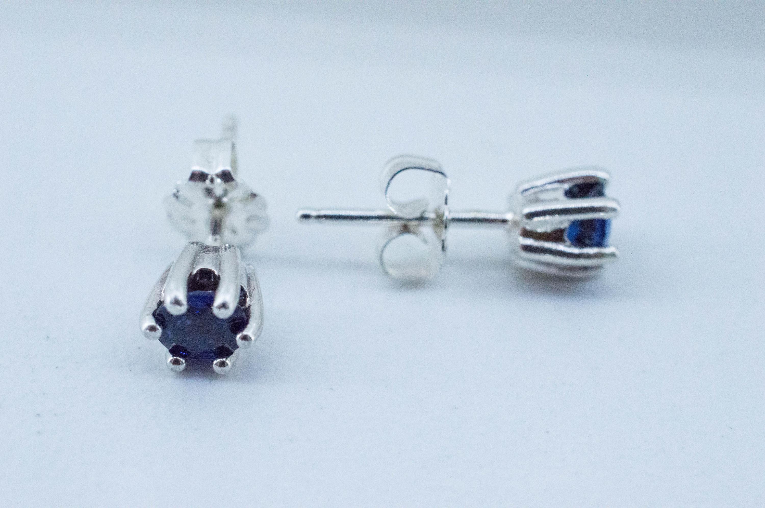 Blue Sapphire Earrings, Natural Thailand Sapphire; 0.875cts - Mark Oliver Gems