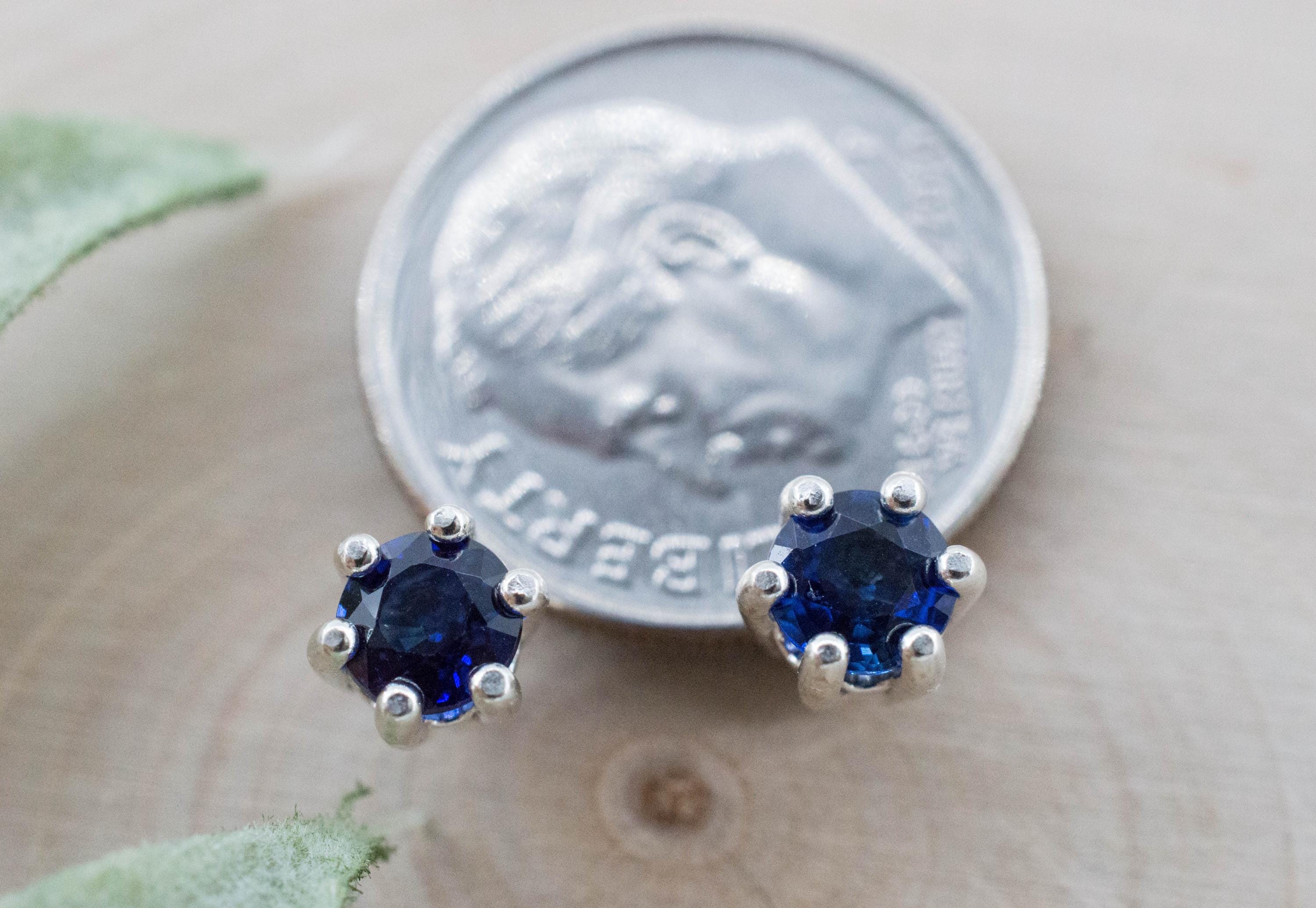 Blue Sapphire Earrings, Natural Thailand Sapphire; 0.875cts - Mark Oliver Gems