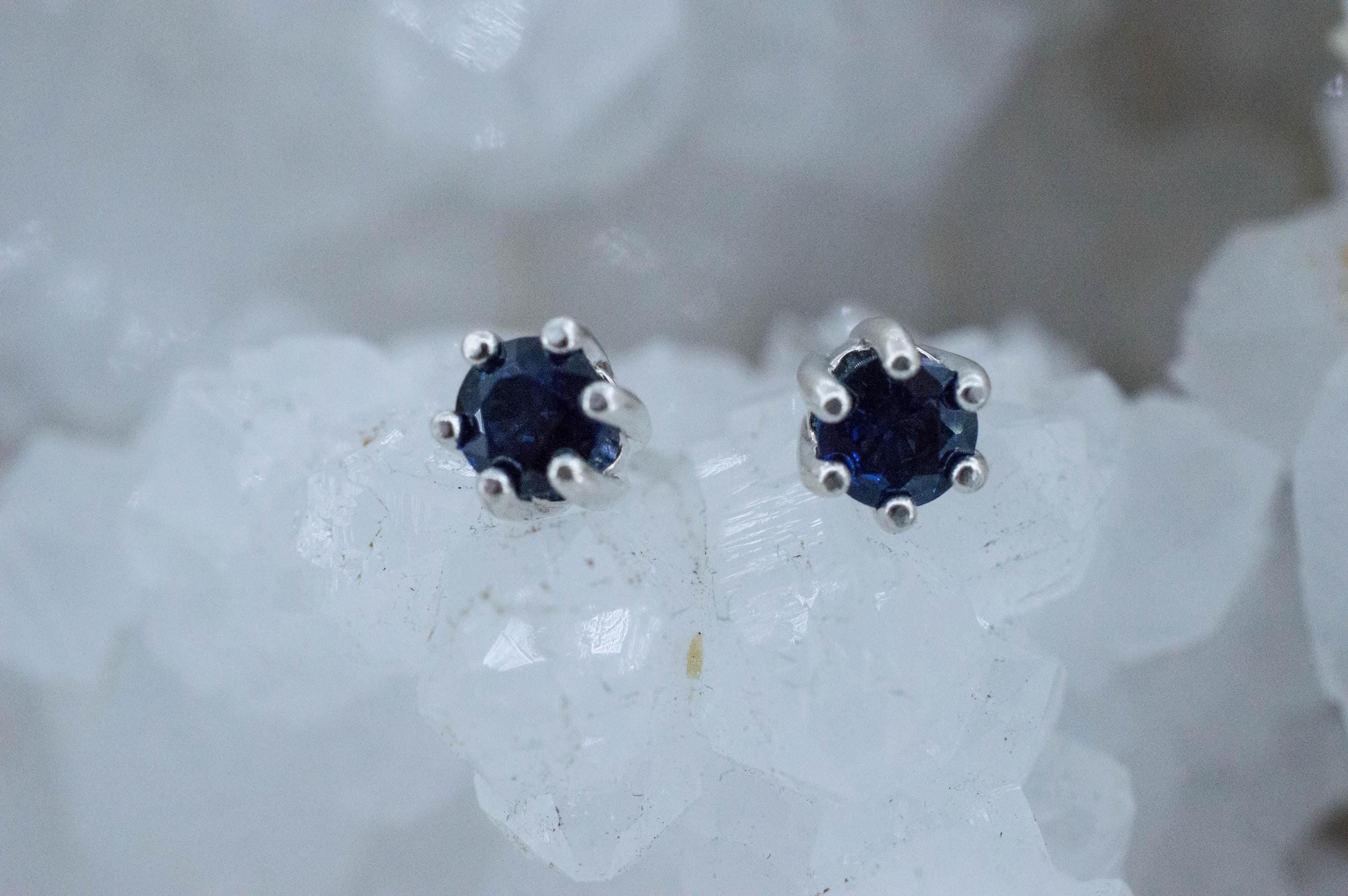 Blue Sapphire Earrings, Natural Thailand Sapphire; 0.875cts - Mark Oliver Gems