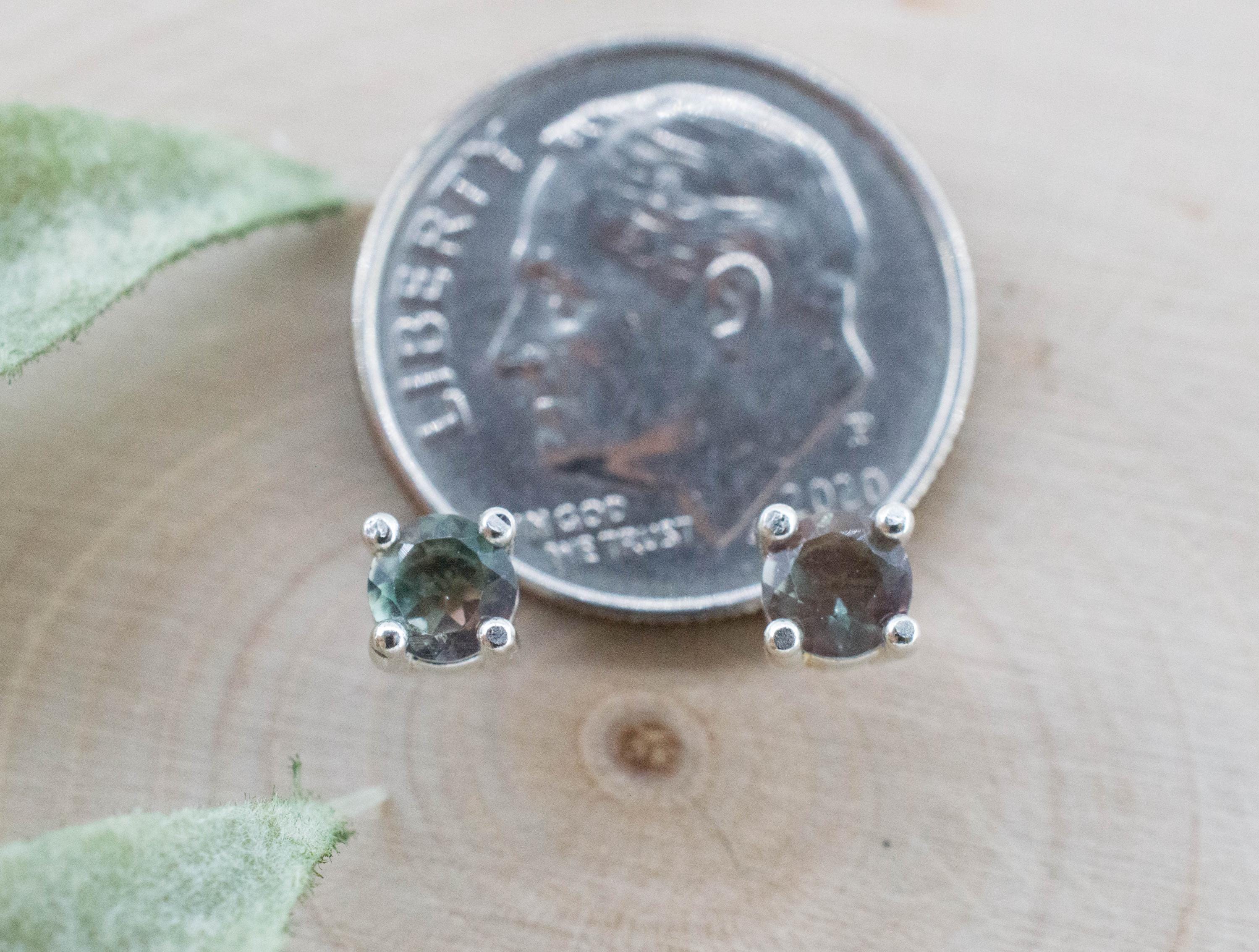Green Oregon Sunstone Earrings; Natural Untreated Sunstone; 0.505cts - Mark Oliver Gems