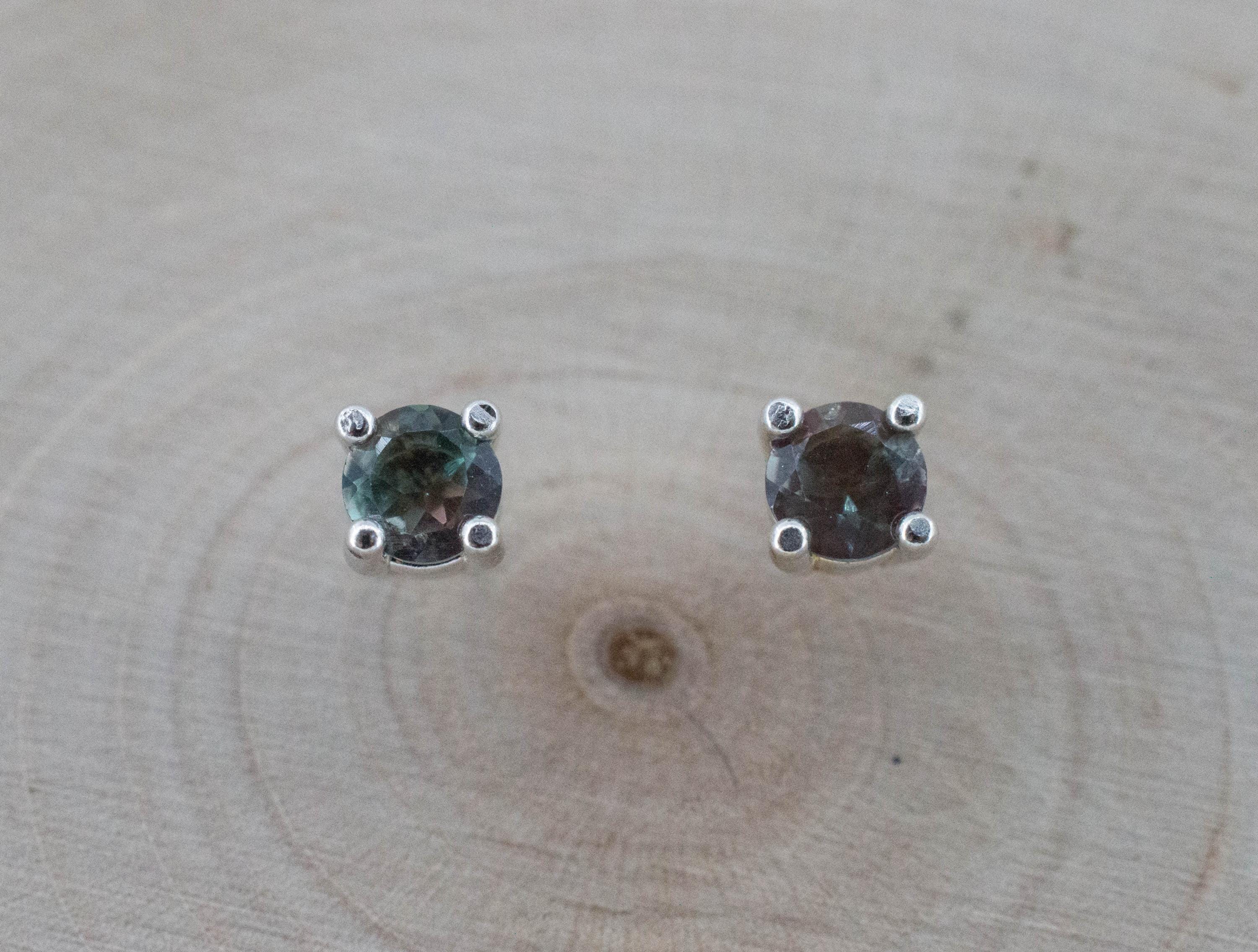 Green Oregon Sunstone Earrings; Natural Untreated Sunstone; 0.505cts - Mark Oliver Gems