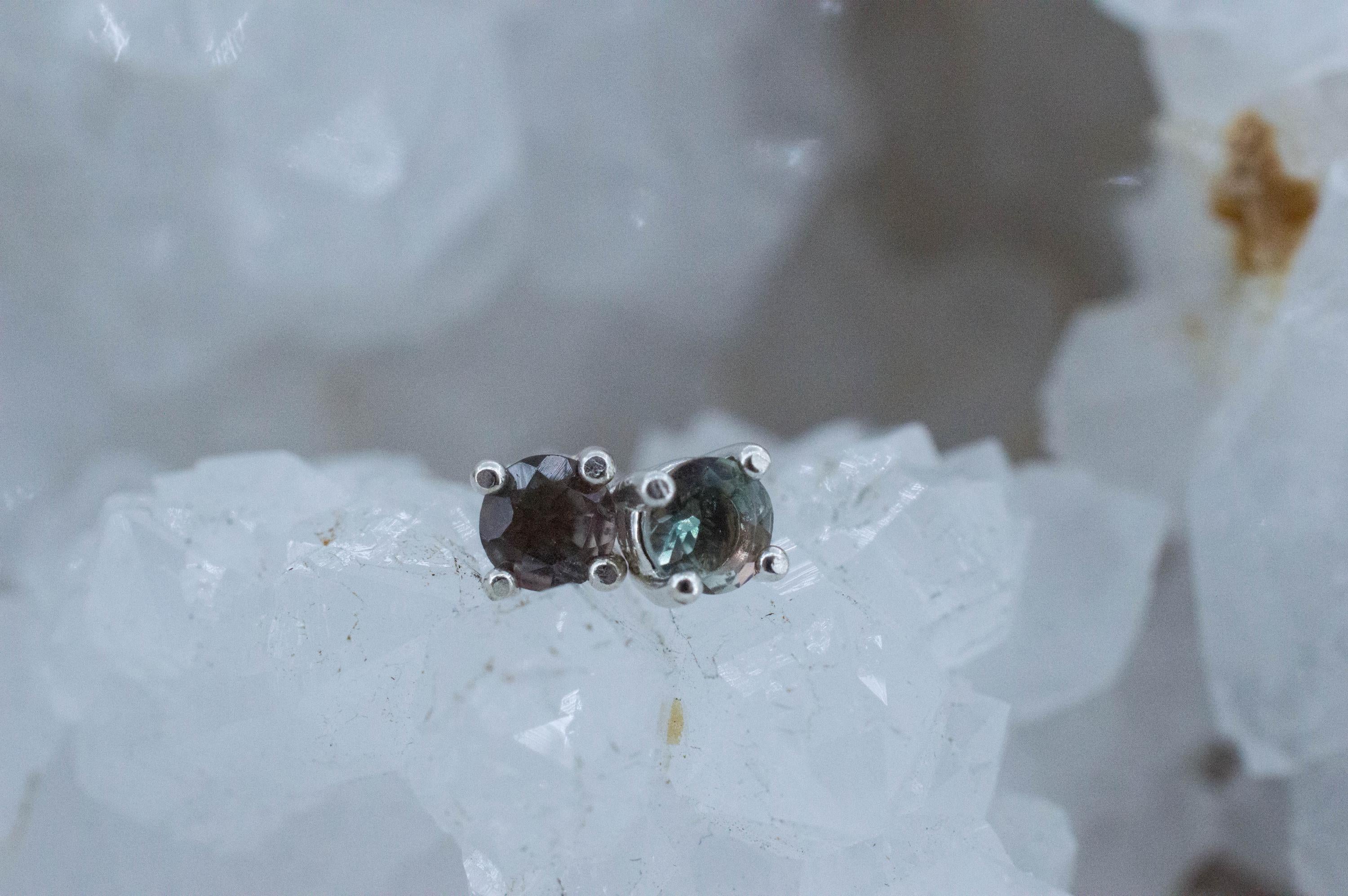 Green Oregon Sunstone Earrings; Natural Untreated Sunstone; 0.505cts - Mark Oliver Gems