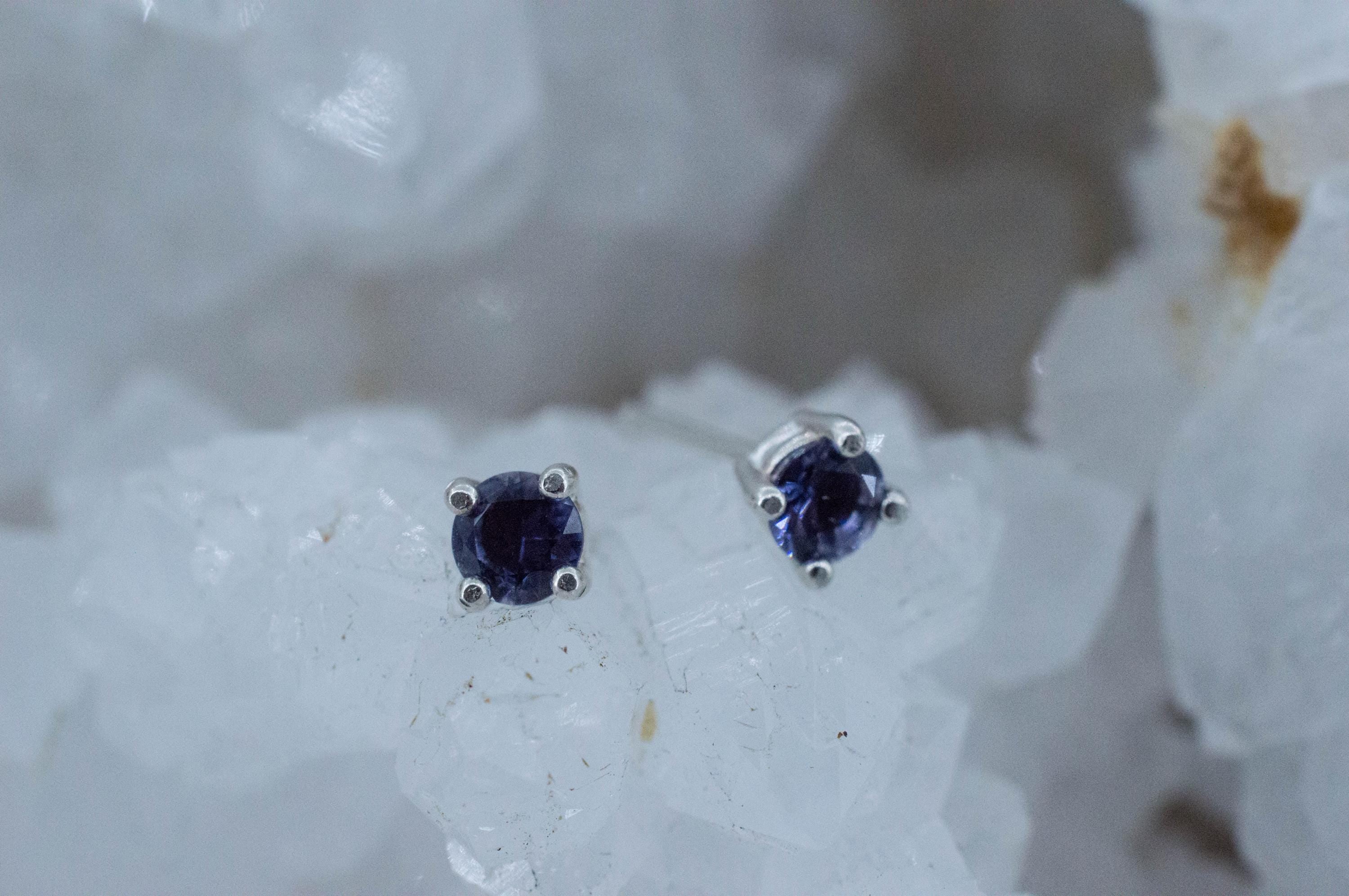 Iolite Earrings; Natural Untreated Tanzania Iolite; 0.380cts - Mark Oliver Gems