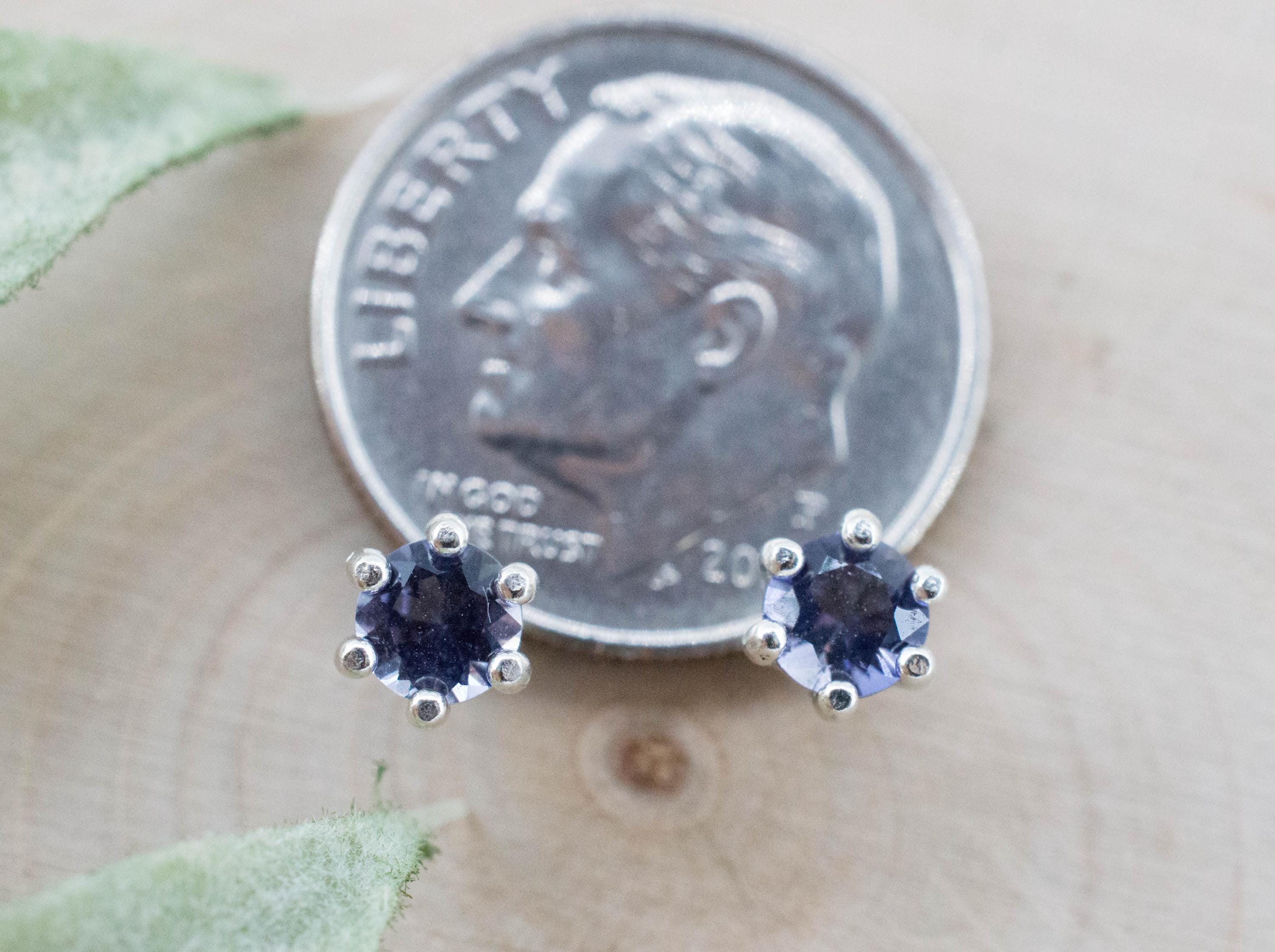 Iolite Earrings; Natural Untreated Tanzania Iolite; 0.405cts - Mark Oliver Gems