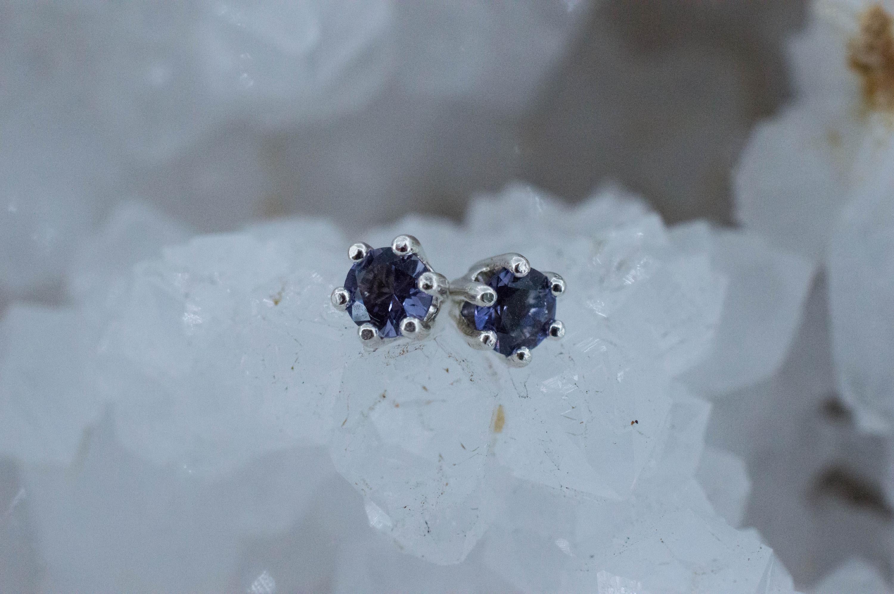 Iolite Earrings; Natural Untreated Tanzania Iolite; 0.405cts - Mark Oliver Gems