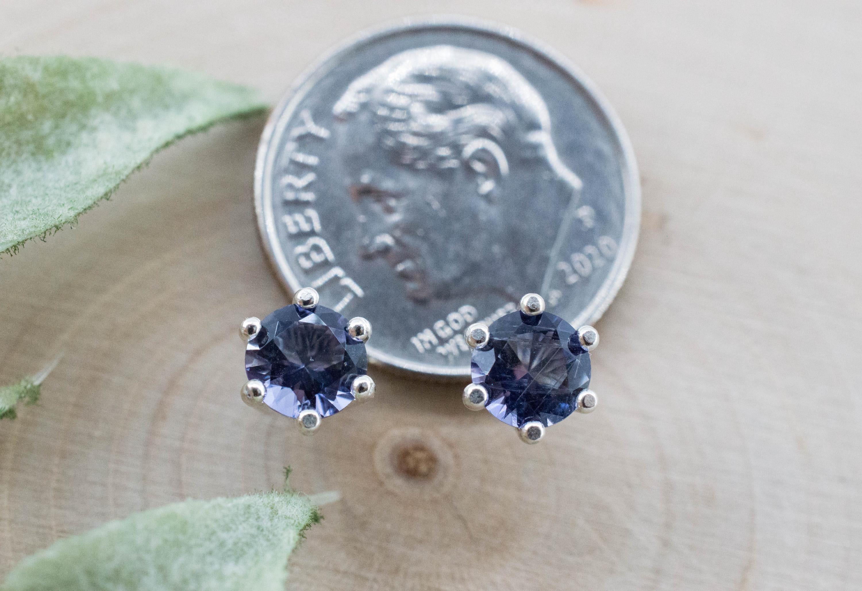 Iolite Earrings; Natural Untreated Tanzania Iolite; 0.695cts - Mark Oliver Gems