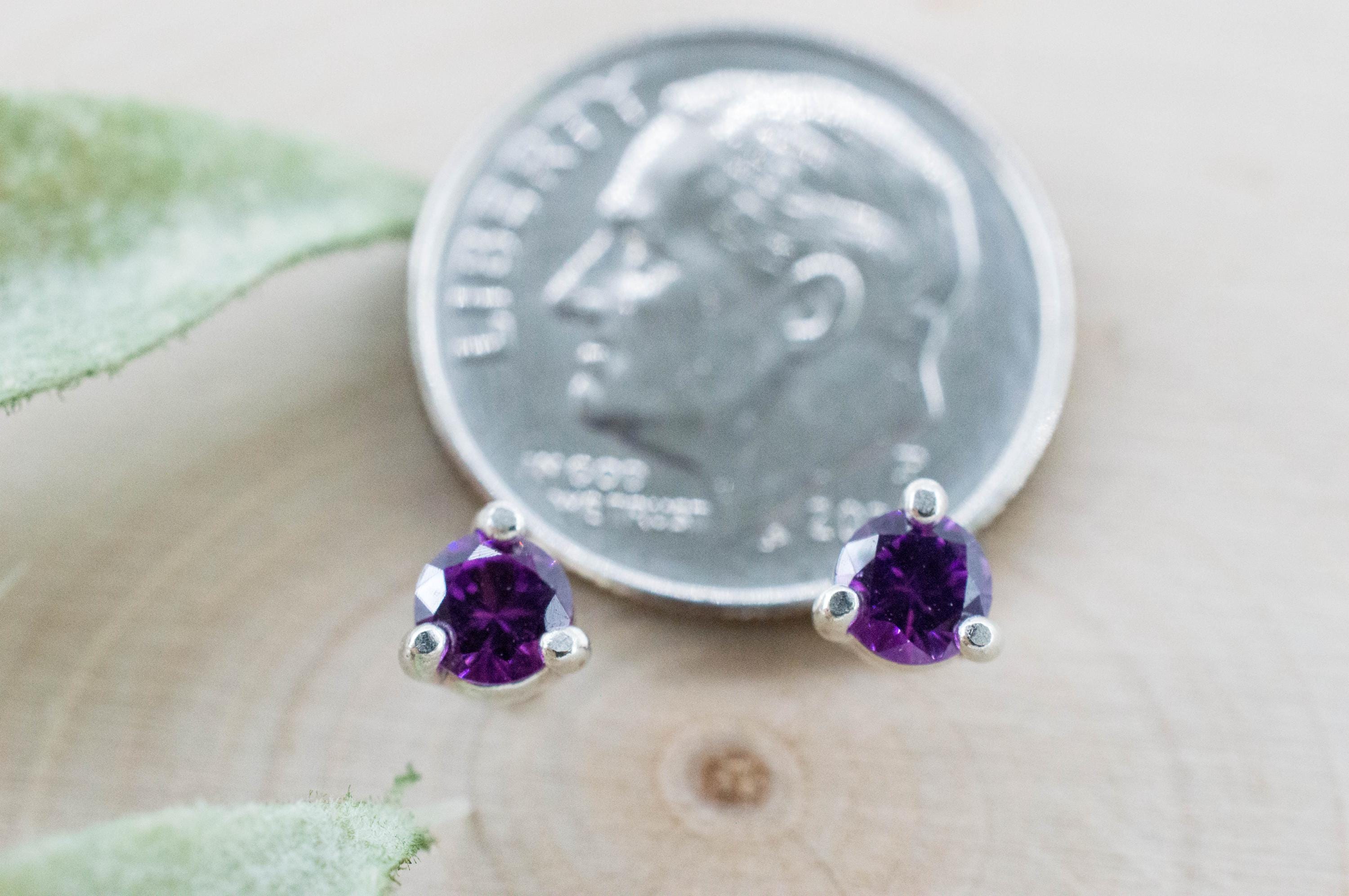 Purple Garnet Earrings, Natural Untreated Rare Mozambique Garnet; 0.505cts - Mark Oliver Gems