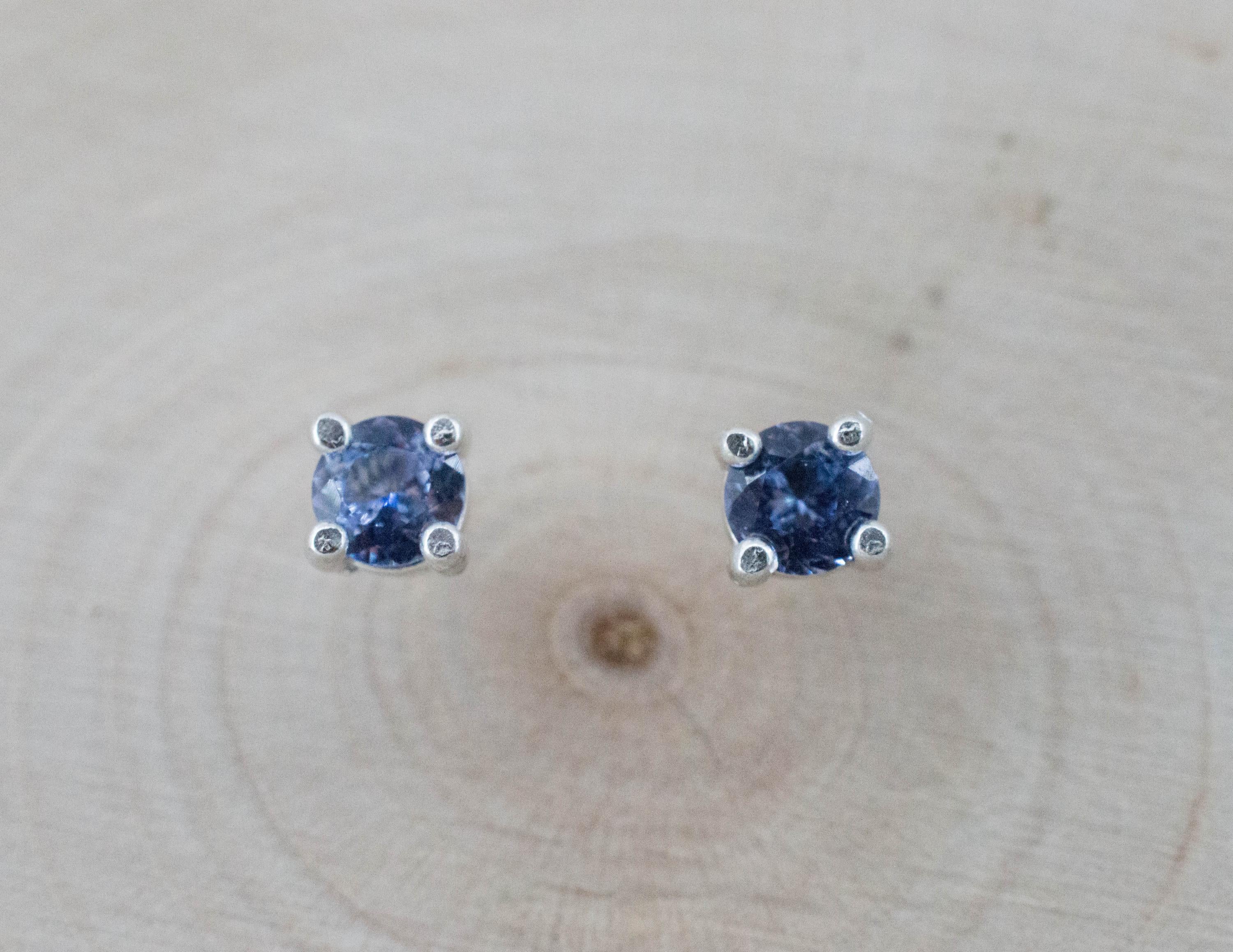Blue Sapphire Earrings, Natural Untreated Sri Lanka Sapphire; 0.475cts - Mark Oliver Gems