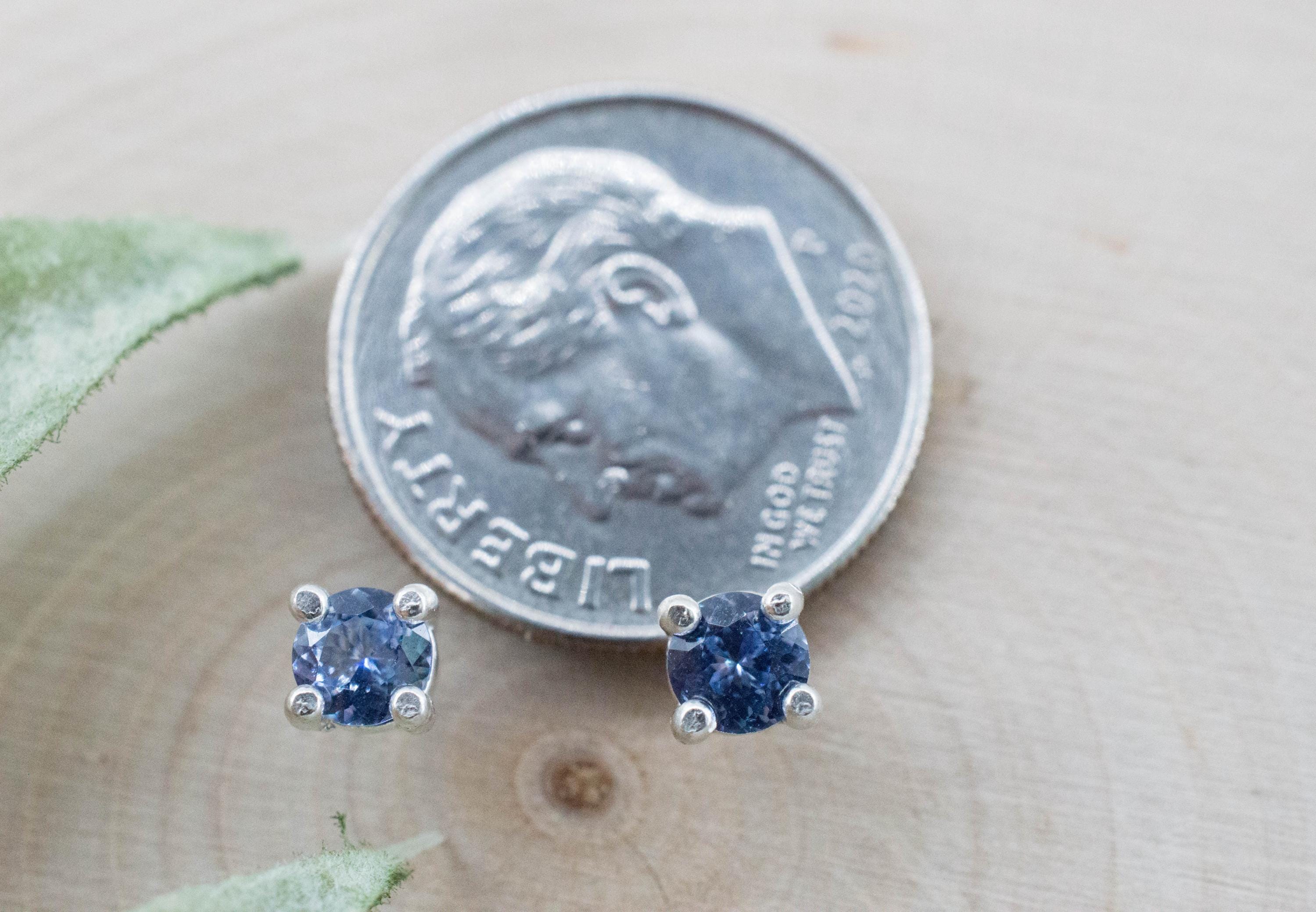 Blue Sapphire Earrings, Natural Untreated Sri Lanka Sapphire; 0.475cts - Mark Oliver Gems