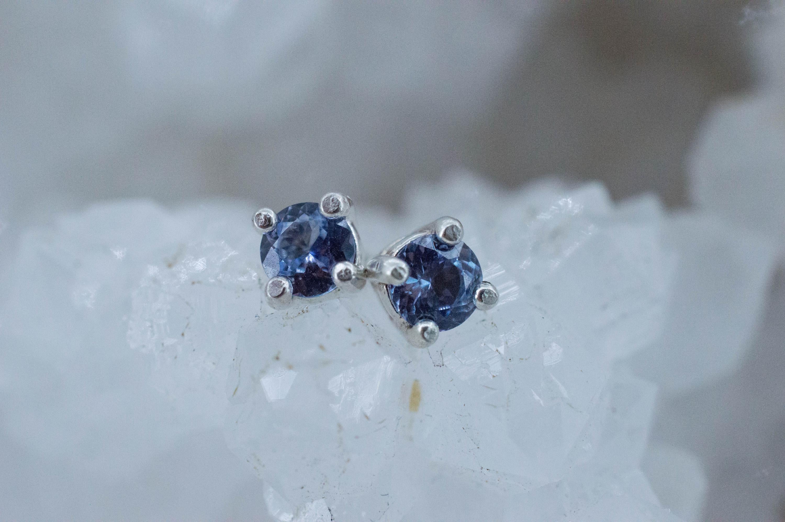 Blue Sapphire Earrings, Natural Untreated Sri Lanka Sapphire; 0.475cts - Mark Oliver Gems