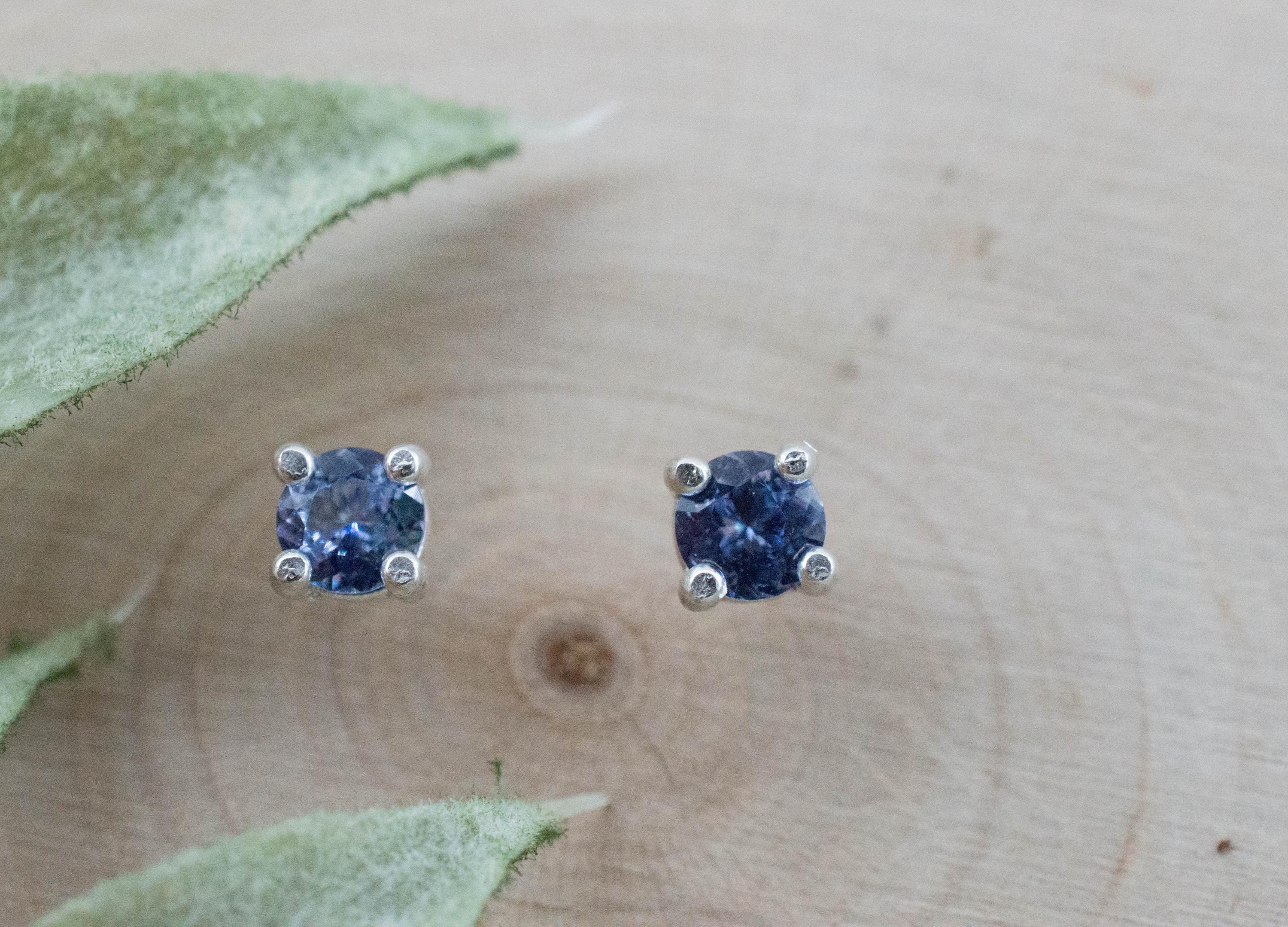 Blue Sapphire Earrings, Natural Untreated Sri Lanka Sapphire; 0.475cts - Mark Oliver Gems