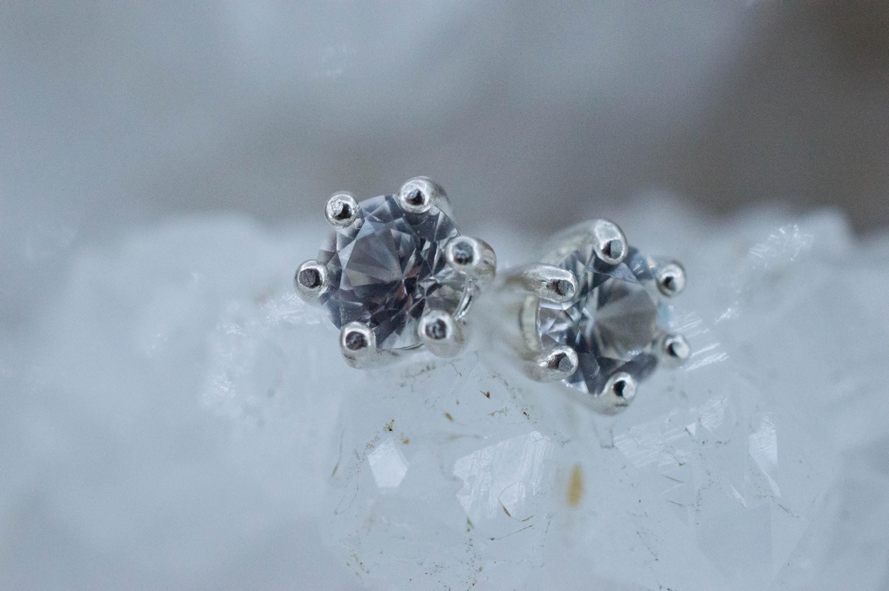 White Sapphire Earrings, Natural Sri Lanka Sapphire; 0.910cts - Mark Oliver Gems