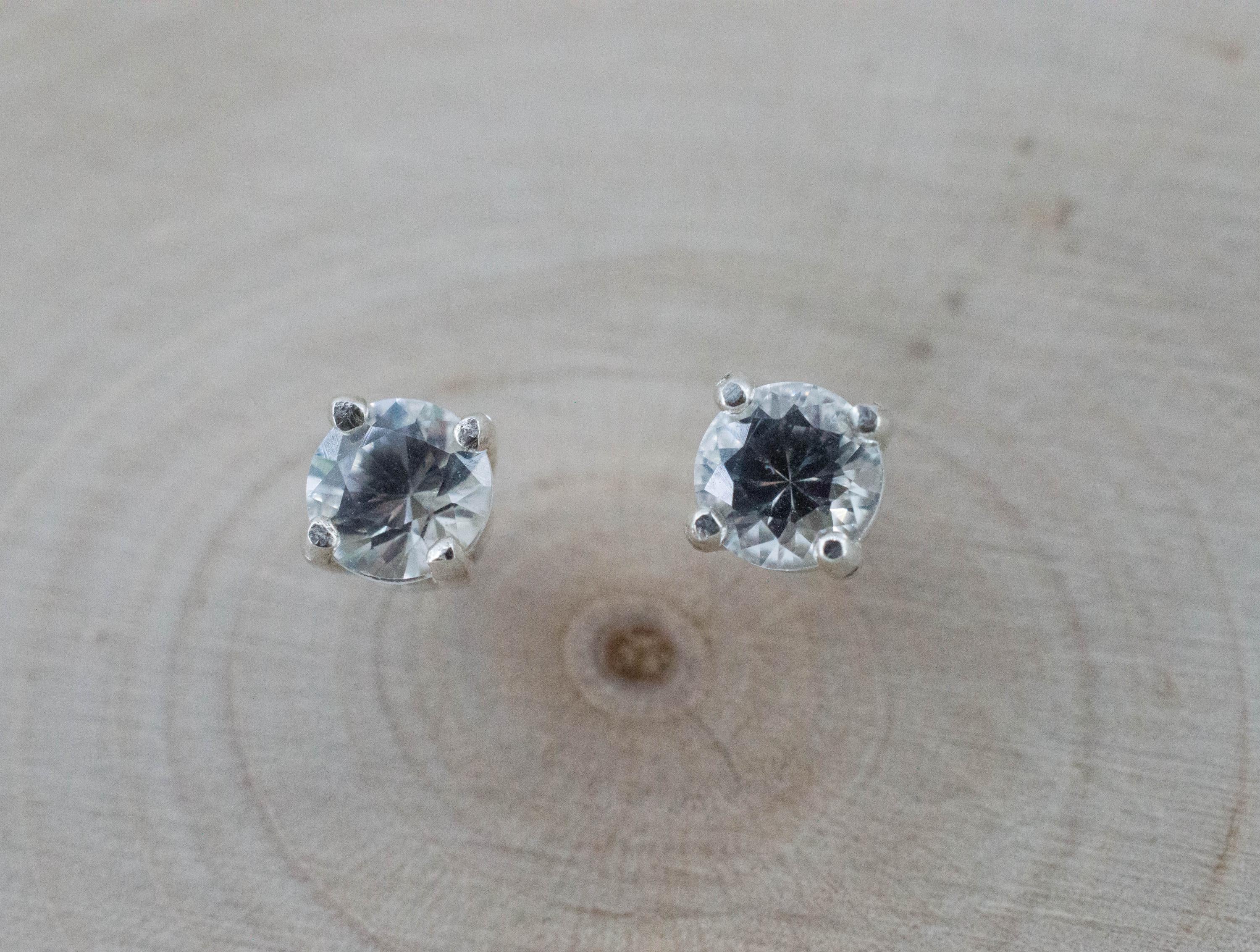 White Sapphire Earrings, Natural Sri Lanka Sapphire; 0.940cts - Mark Oliver Gems