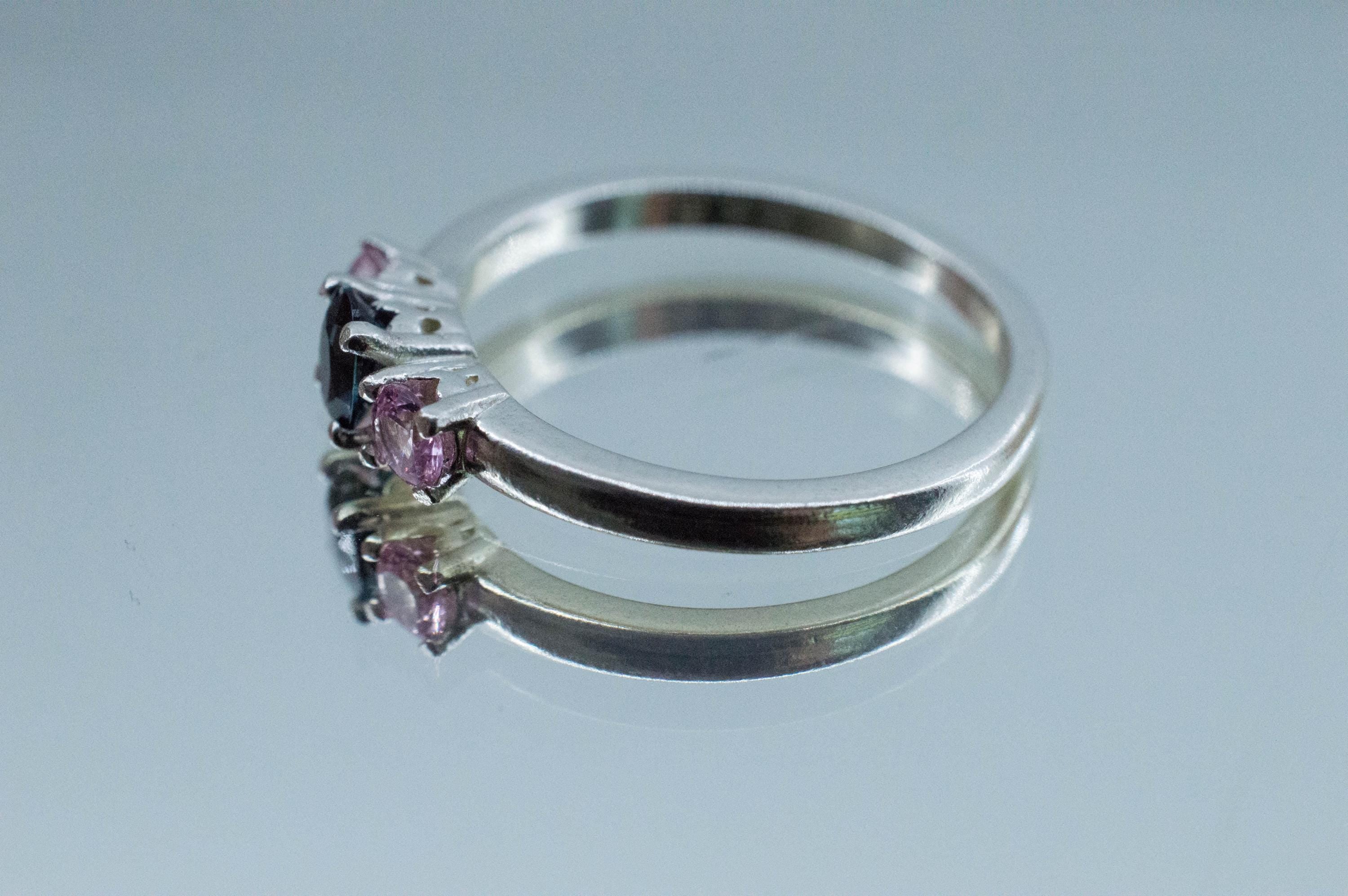 Indicolite Tourmaline and Pink Spinel Ring, Natural Untreated Brazil Blue Tourmaline and Mozambique Spinel - Mark Oliver Gems