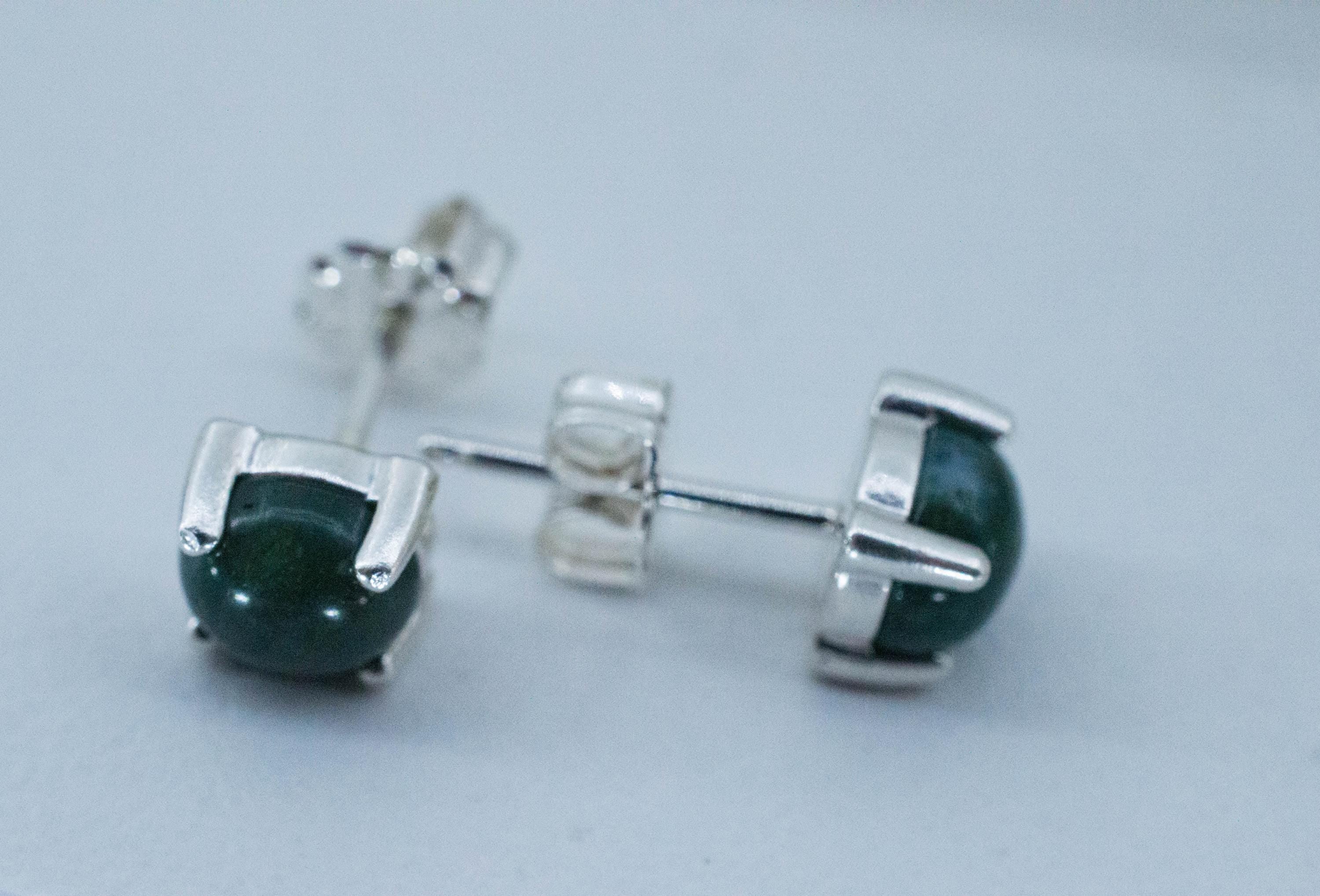 Moss Agate Earrings, Natural Untreated India Agate; 1.735cts - Mark Oliver Gems