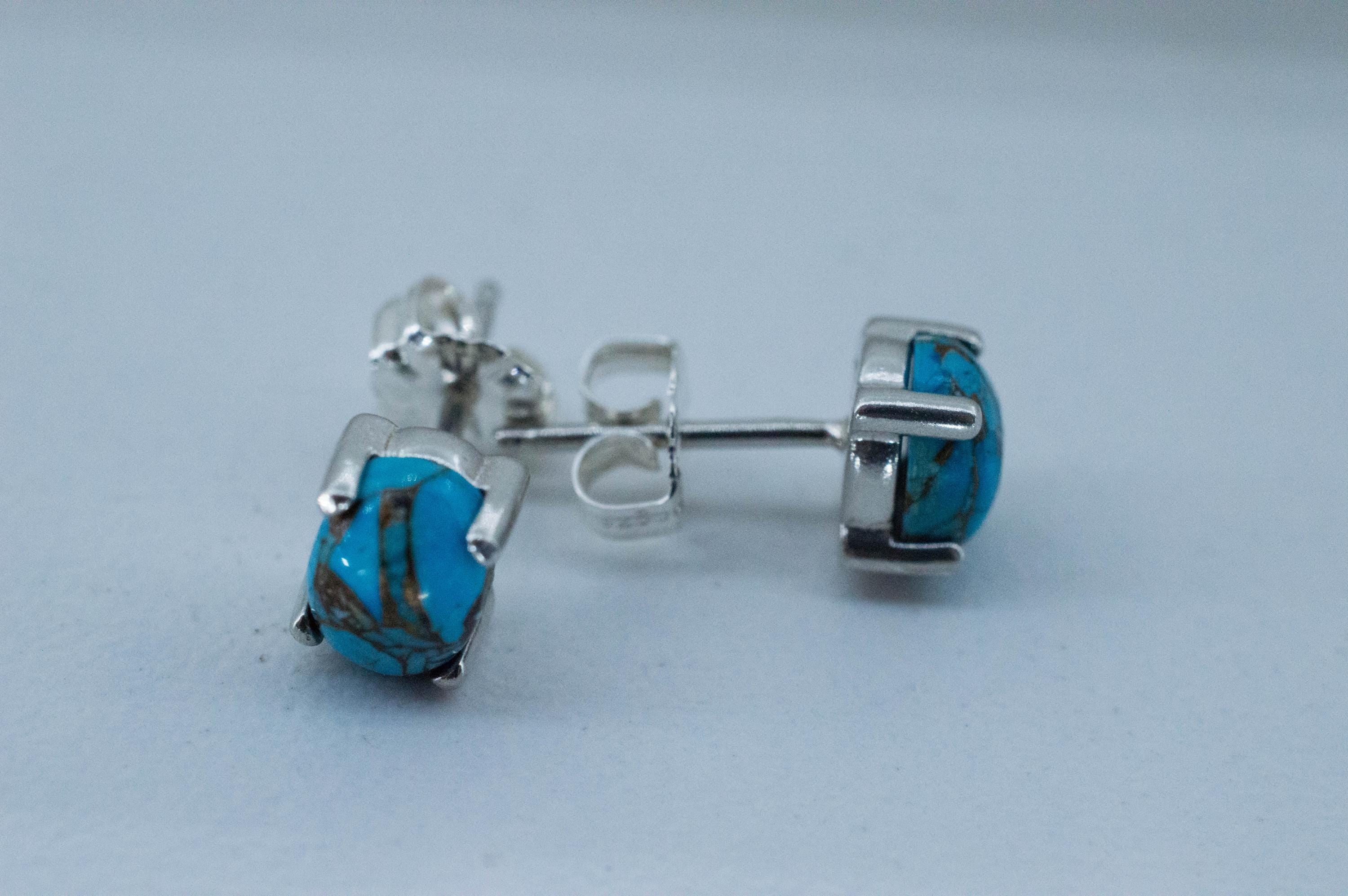 Turquoise Earrings, Natural Stabilized Nevada Turquoise; 1.730cts - Mark Oliver Gems