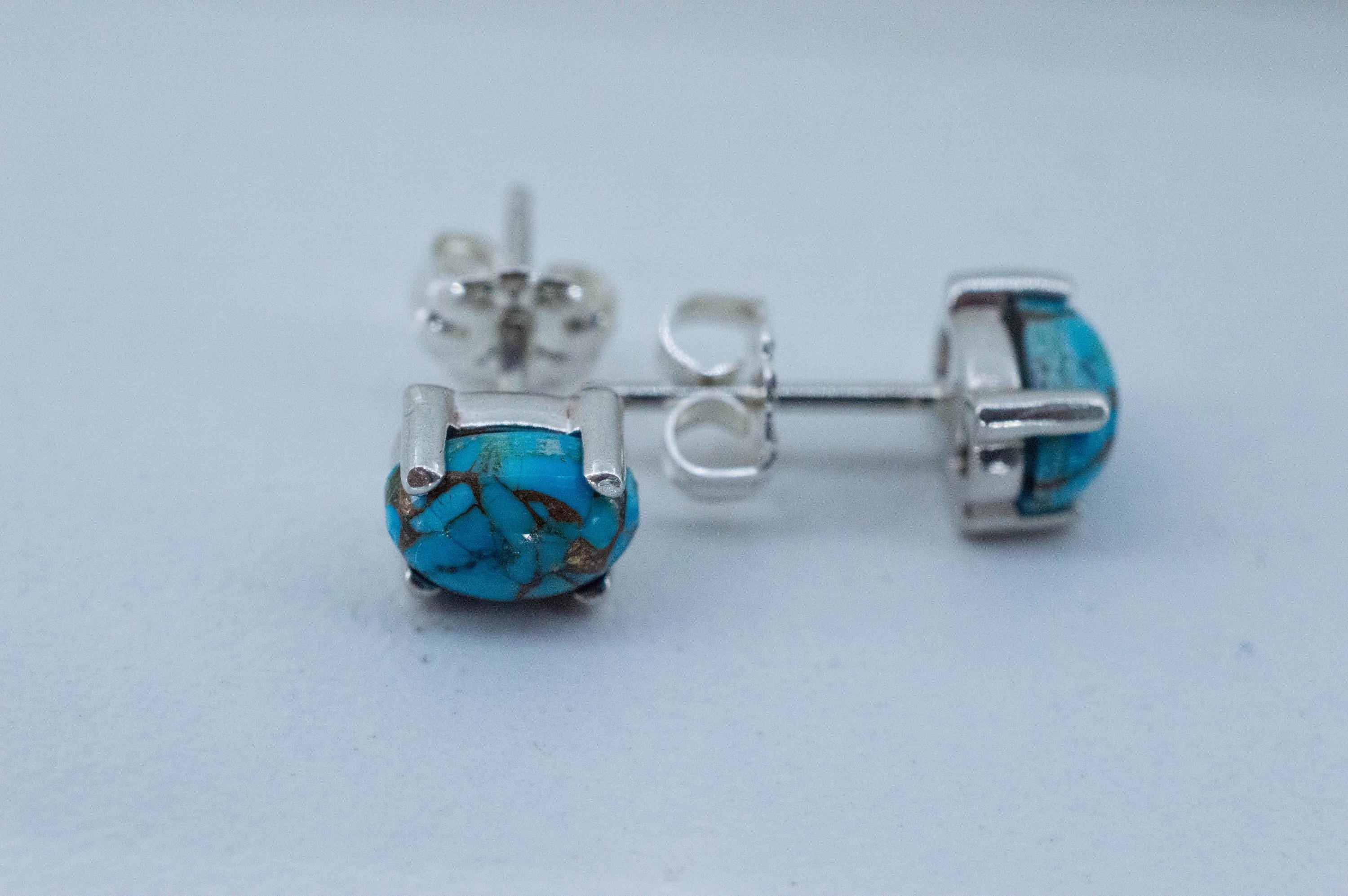 Turquoise Earrings, Natural Stabilized Nevada Turquoise; 1.805cts - Mark Oliver Gems