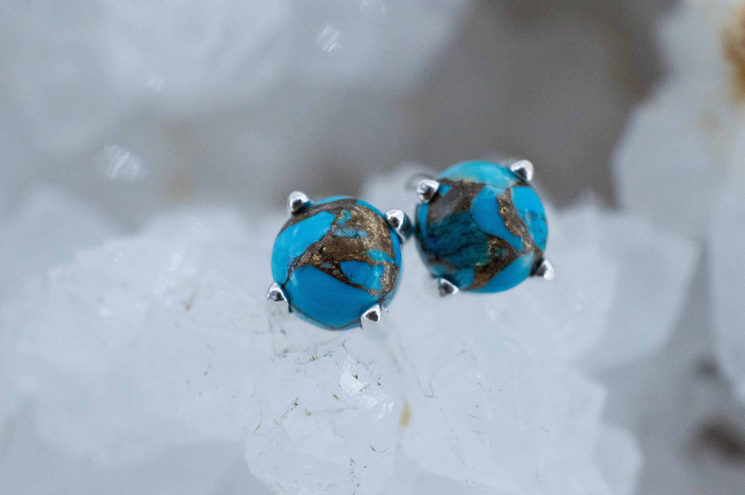 Turquoise Earrings, Natural Stabilized Nevada Turquoise; 1.810cts - Mark Oliver Gems