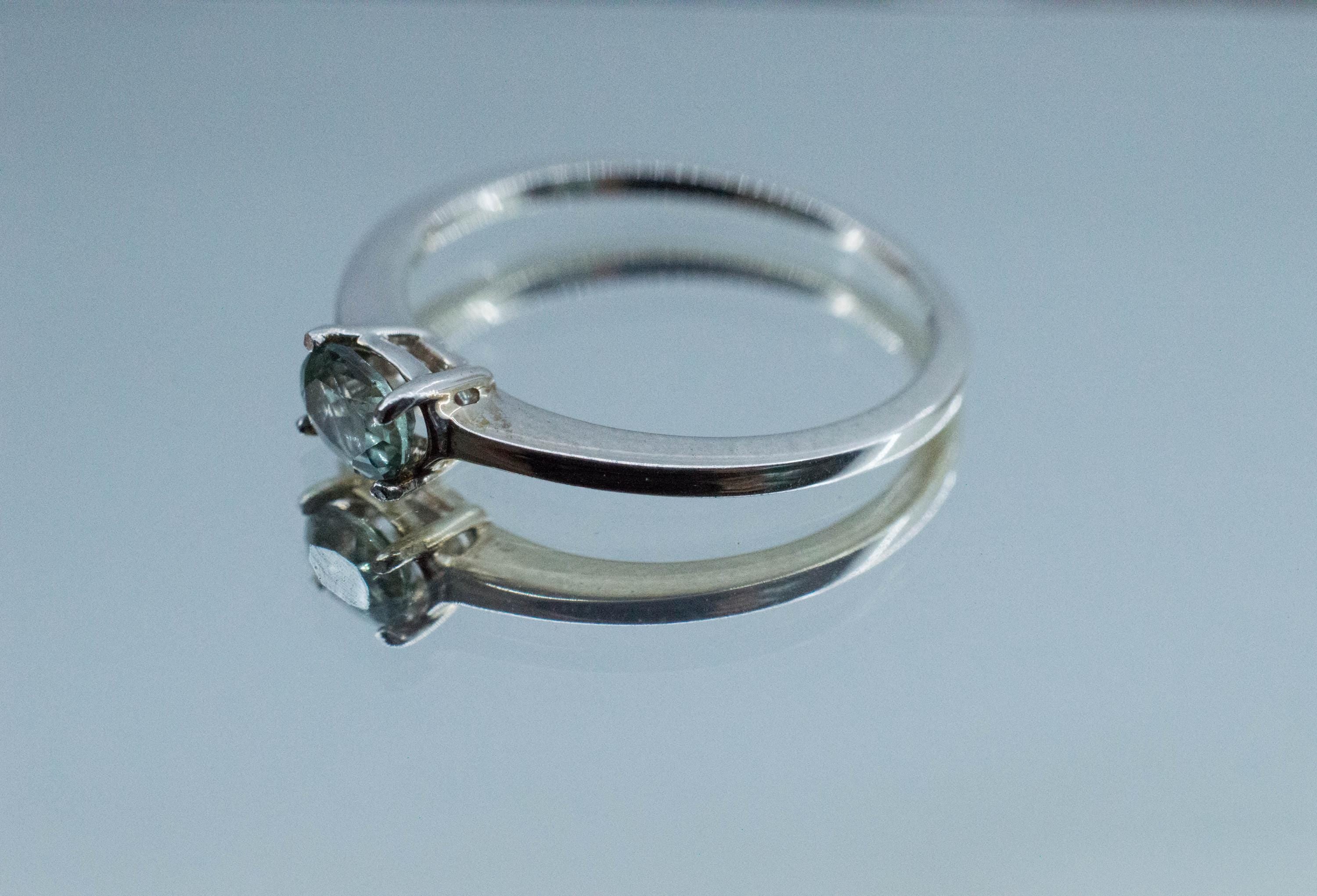 Teal Sapphire Ring, Natural Untreated Tanzania Umba Sapphire; 0.390cts - Mark Oliver Gems