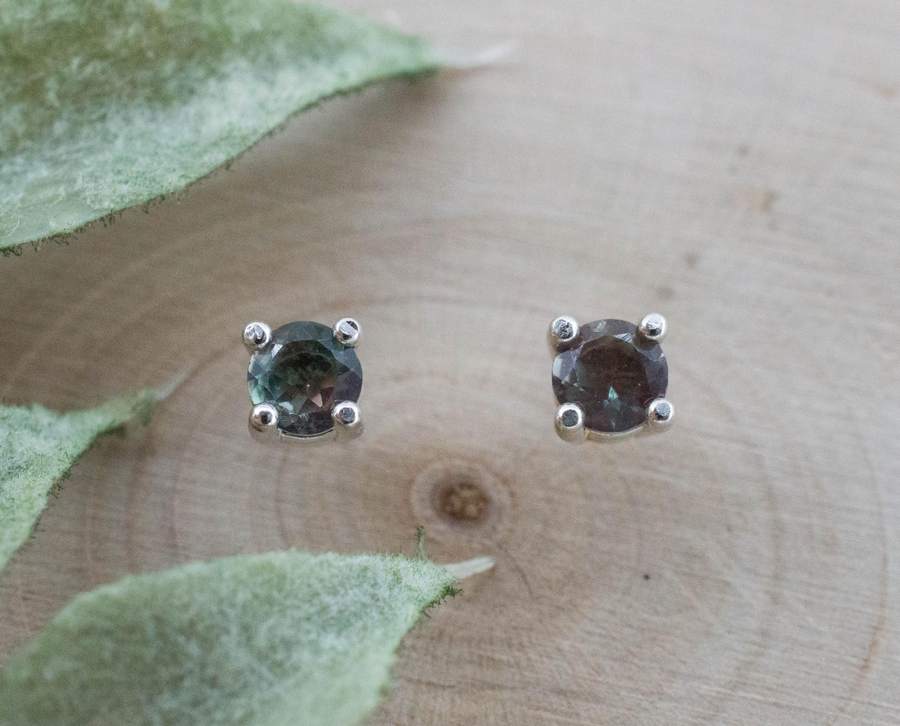 Green Oregon Sunstone Earrings; Natural Untreated Sunstone; 0.505cts - Mark Oliver Gems