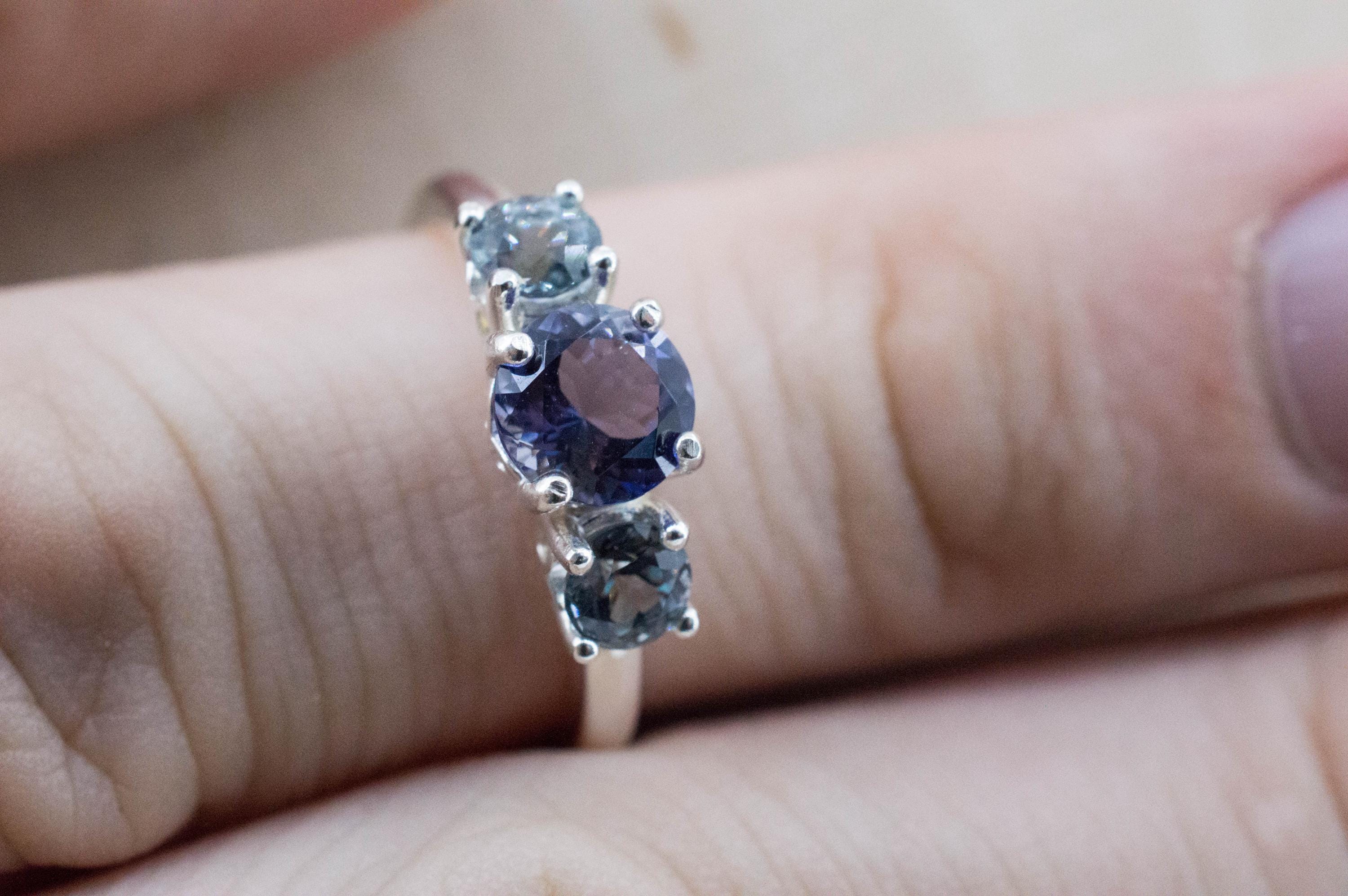Iolite and Gray Spinel Ring; Natural Untreated Tanzania Iolite and Mozambique Spinel - Mark Oliver Gems