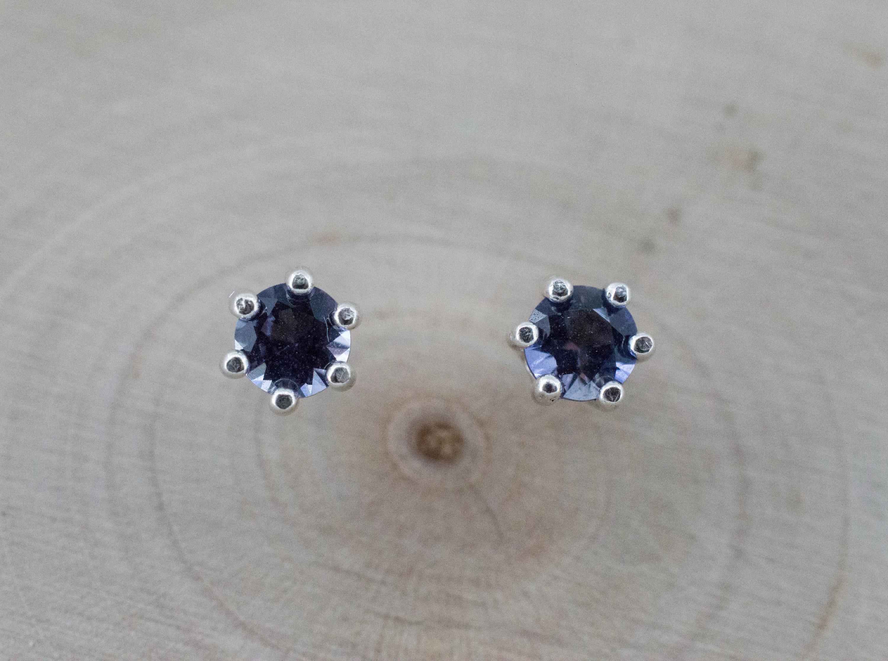 Iolite Earrings; Natural Untreated Tanzania Iolite; 0.405cts - Mark Oliver Gems