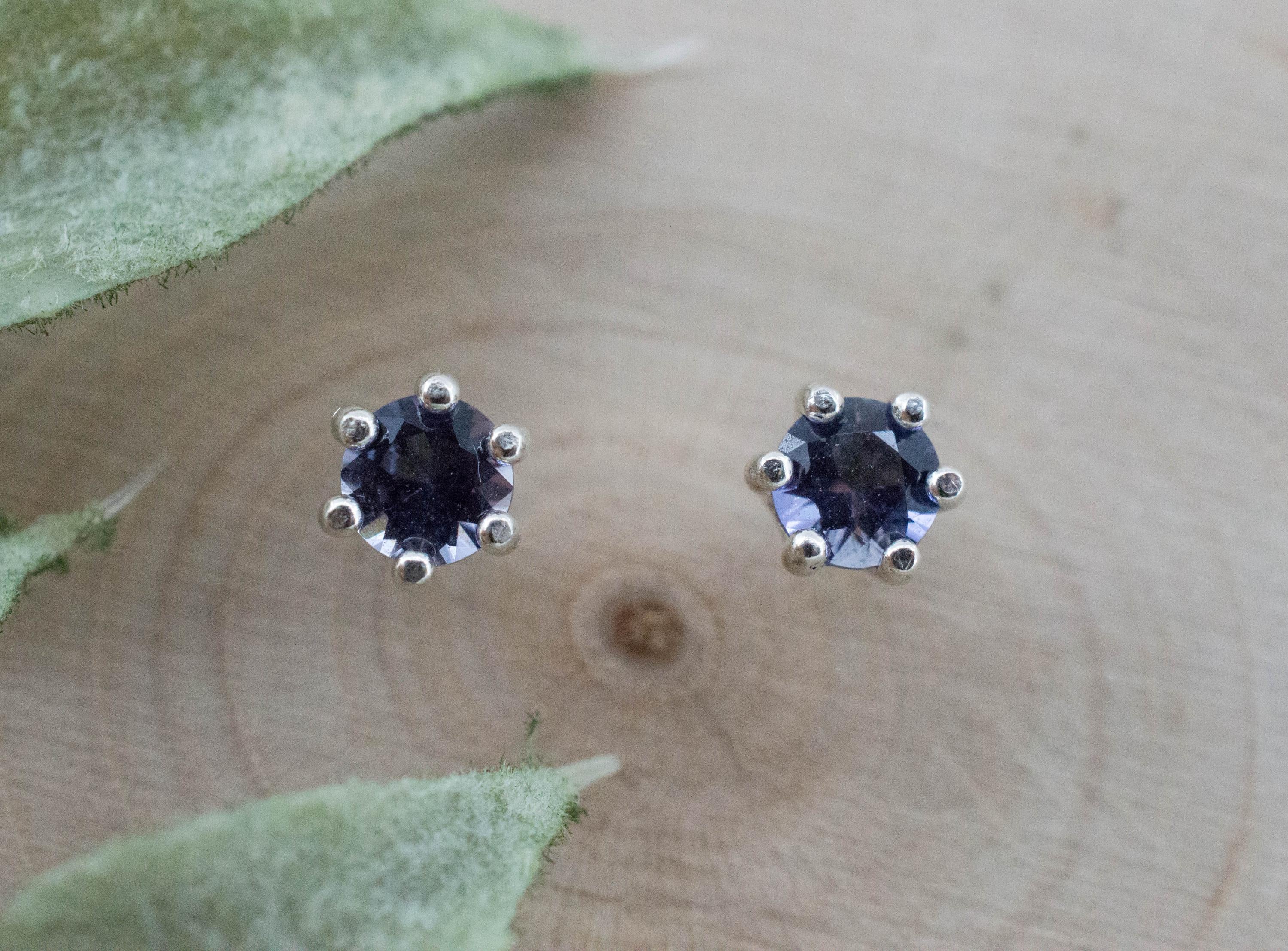 Iolite Earrings; Natural Untreated Tanzania Iolite; 0.405cts - Mark Oliver Gems