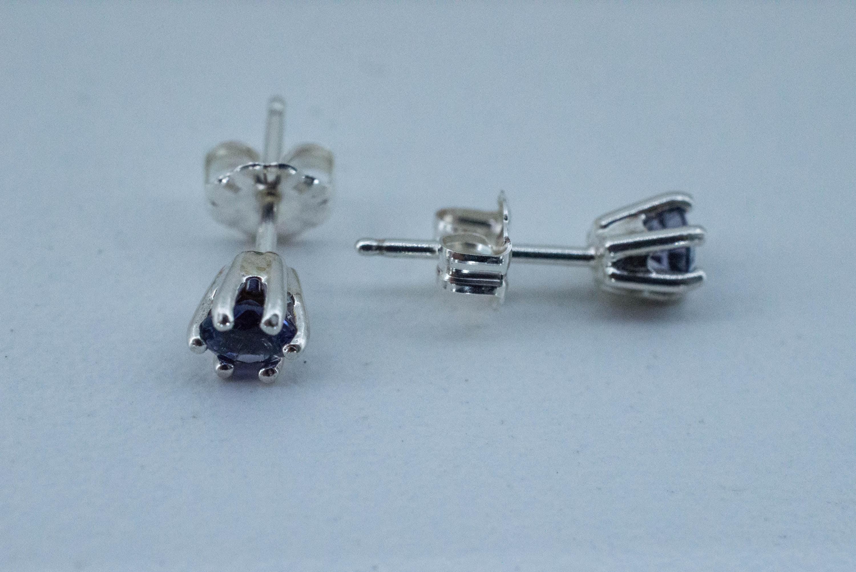 Iolite Earrings; Natural Untreated Tanzania Iolite; 0.405cts - Mark Oliver Gems