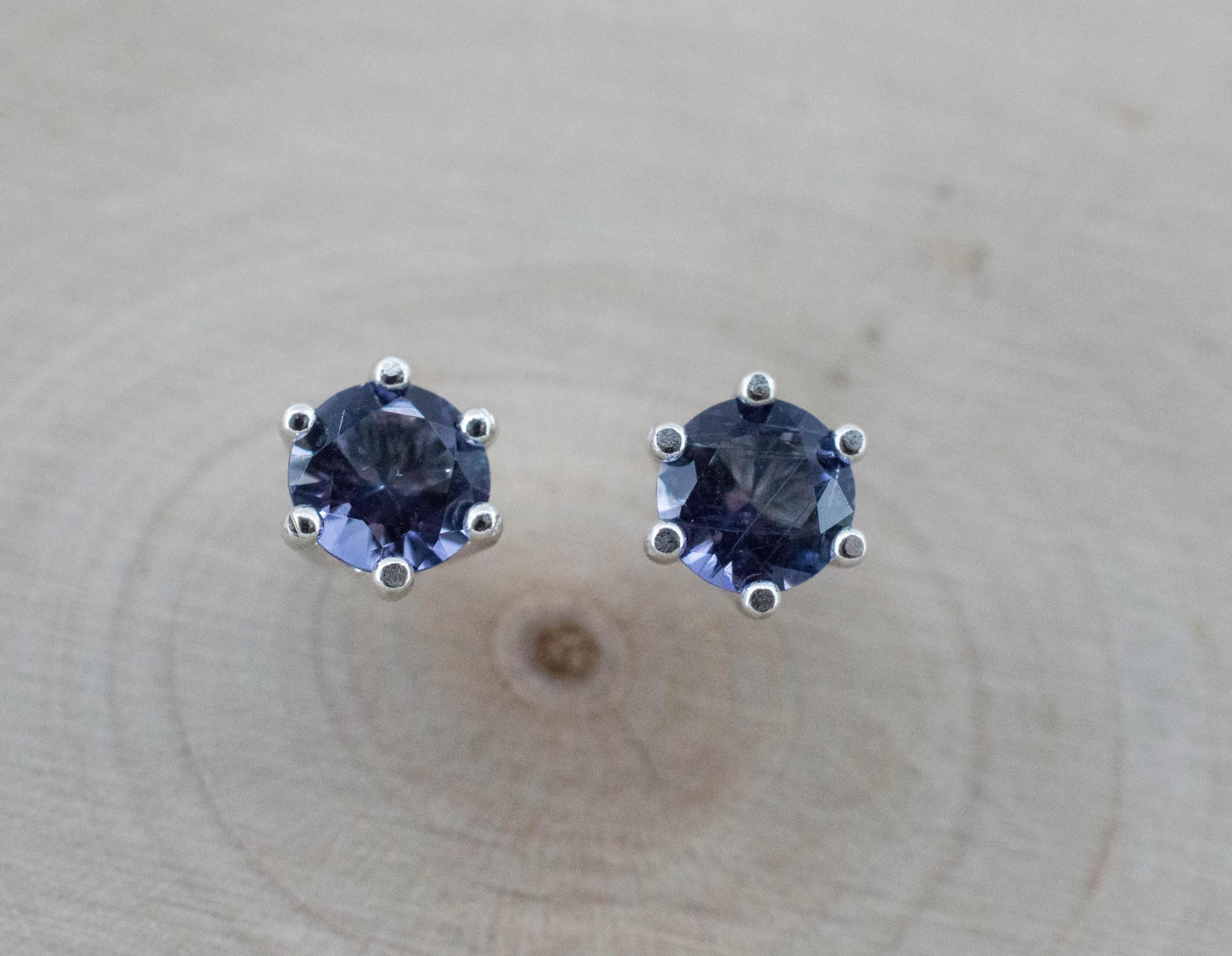 Iolite Earrings; Natural Untreated Tanzania Iolite; 0.695cts - Mark Oliver Gems